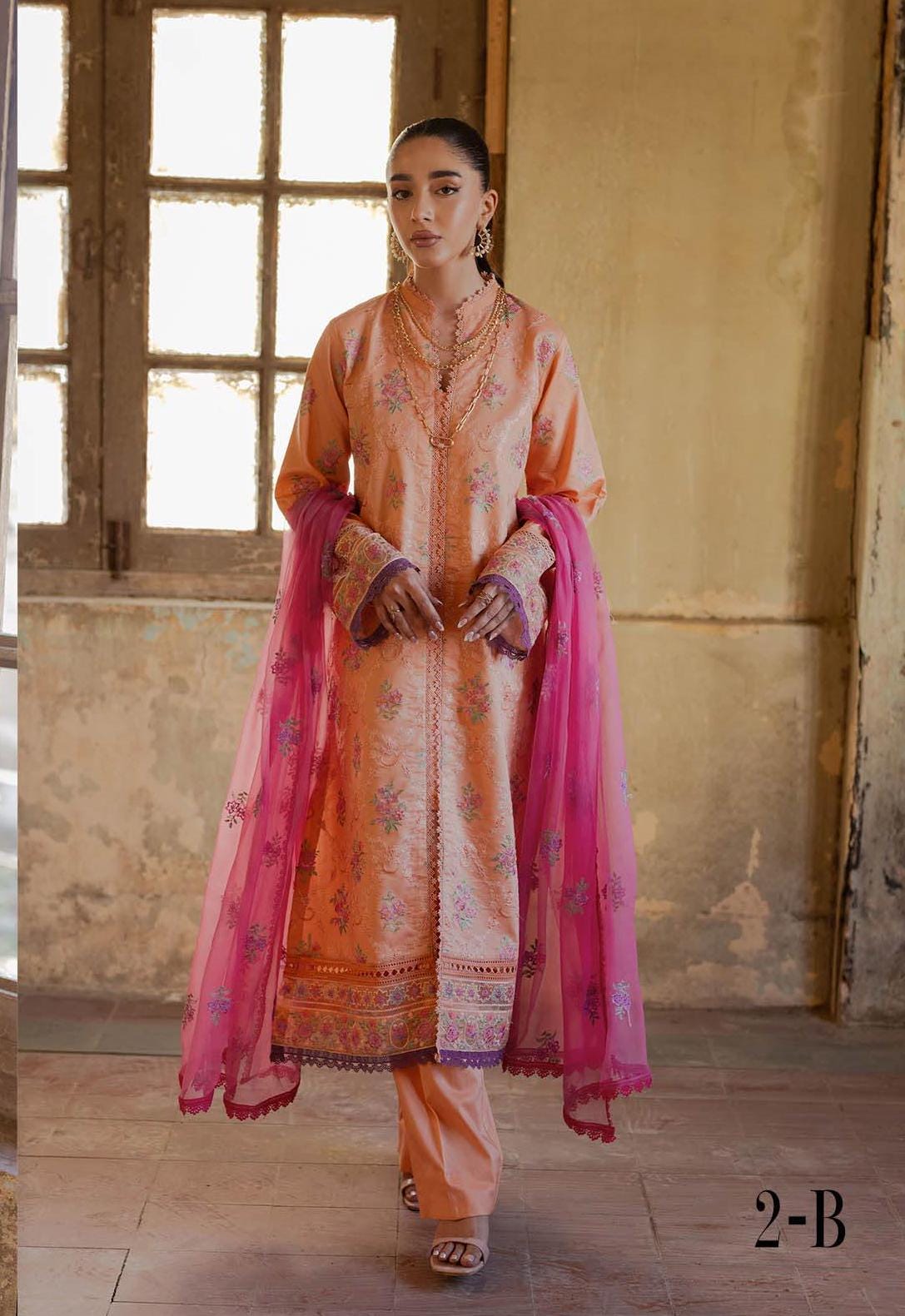 Eid Dress For Womens - Pakistani Embroidered Lawn Ramadan Partywear Festival Suits Salwar Kameez Suit In Large Size By Rajbari