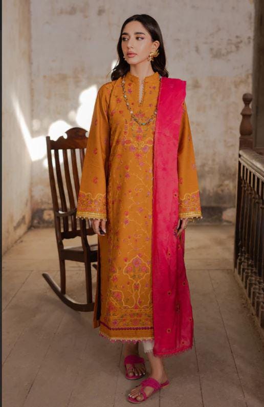 Eid Dress For Womens - Pakistani Embroidered Lawn Ramadan Partywear Festival Suits Salwar Kameez Suit In Large Size By Rajbari