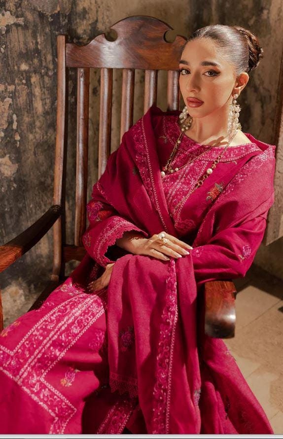 Eid Dress For Womens - Pakistani Embroidered Lawn Ramadan Partywear Festival Suits Salwar Kameez Suit In Large Size By Rajbari