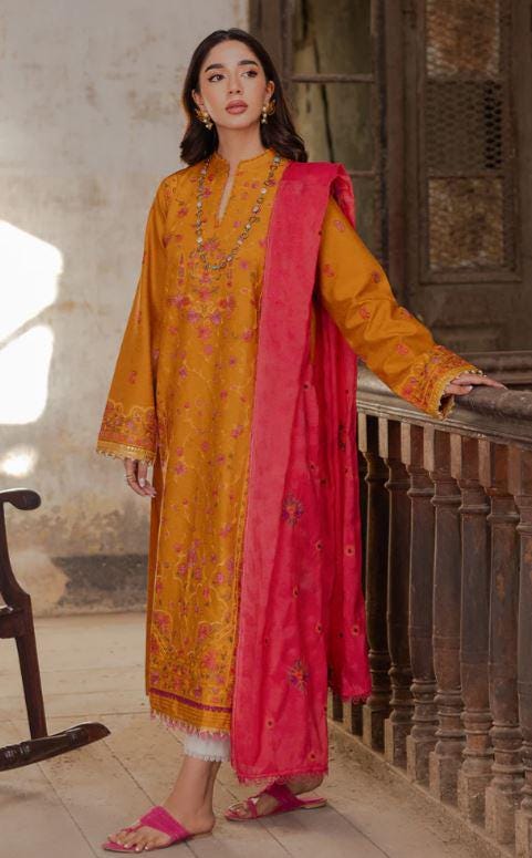 Eid Dress For Womens - Pakistani Embroidered Lawn Ramadan Partywear Festival Suits Salwar Kameez Suit In Large Size By Rajbari