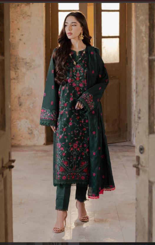 Eid Dress For Womens - Pakistani Embroidered Lawn Ramadan Partywear Festival Suits Salwar Kameez Suit In Large Size By Rajbari