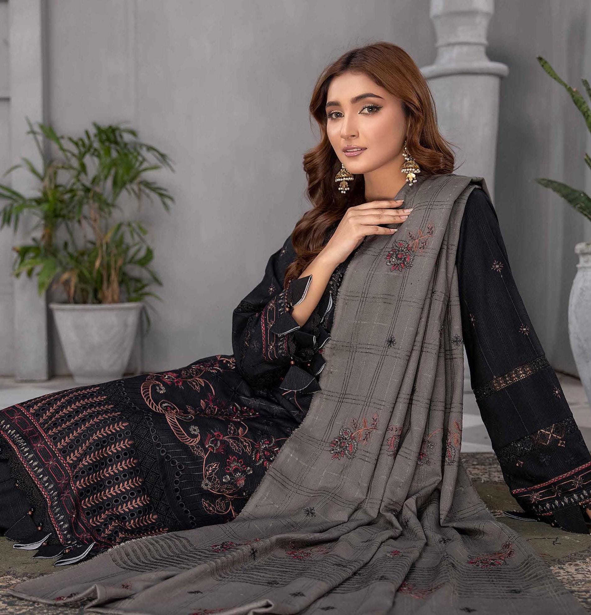 Eid Dress For Womens - Pakistani Embroidered Leather Peach Ramadan Partywear Festival Suits Salwar Kameez Suit In Large Size