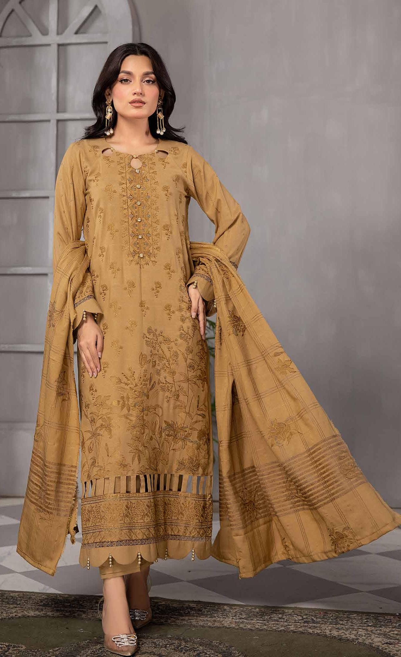 Eid Dress For Womens - Pakistani Embroidered Leather Peach Ramadan Partywear Festival Suits Salwar Kameez Suit In Large Size