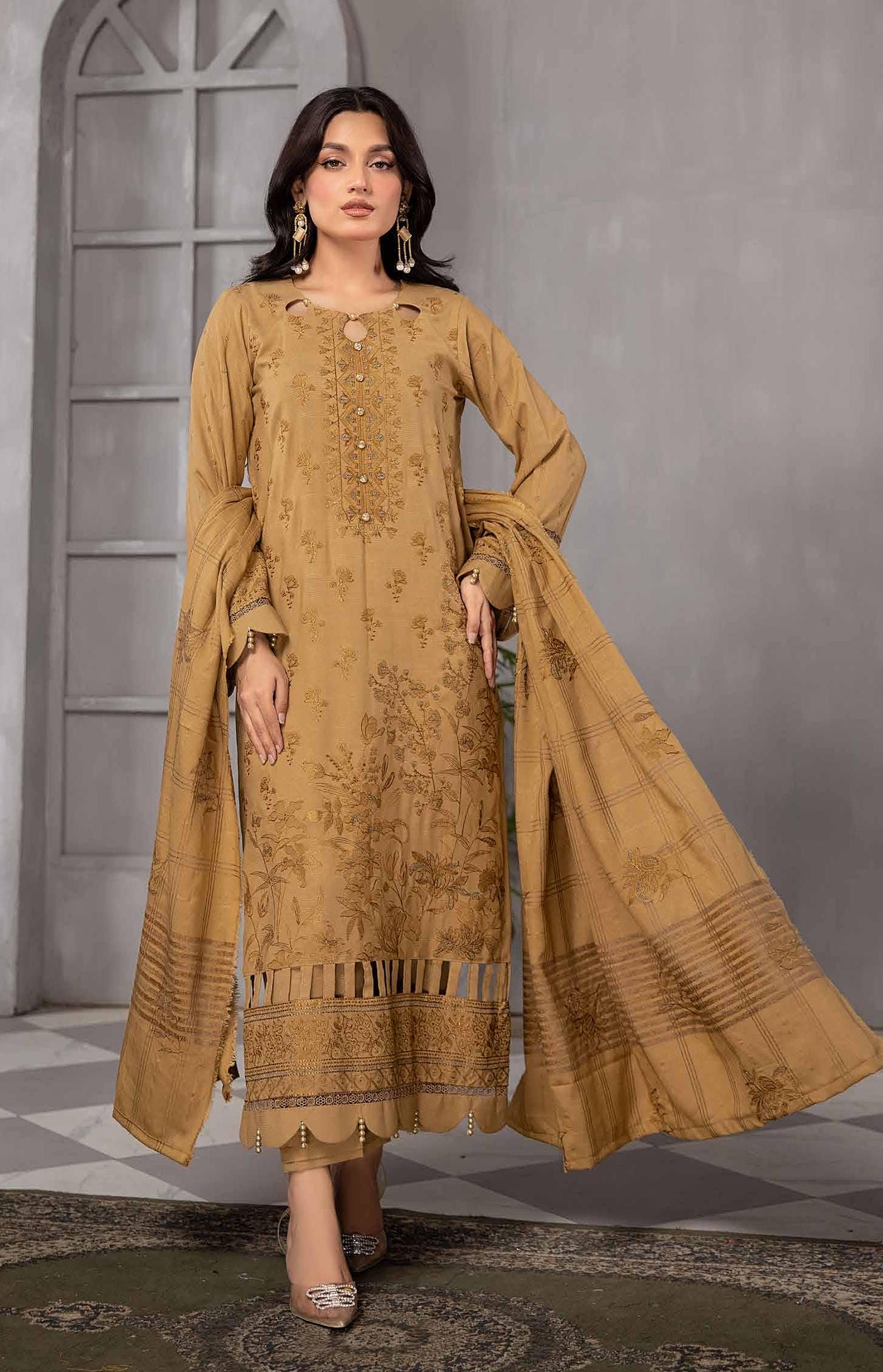 Eid Dress For Womens - Pakistani Embroidered Leather Peach Ramadan Partywear Festival Suits Salwar Kameez Suit In Large Size