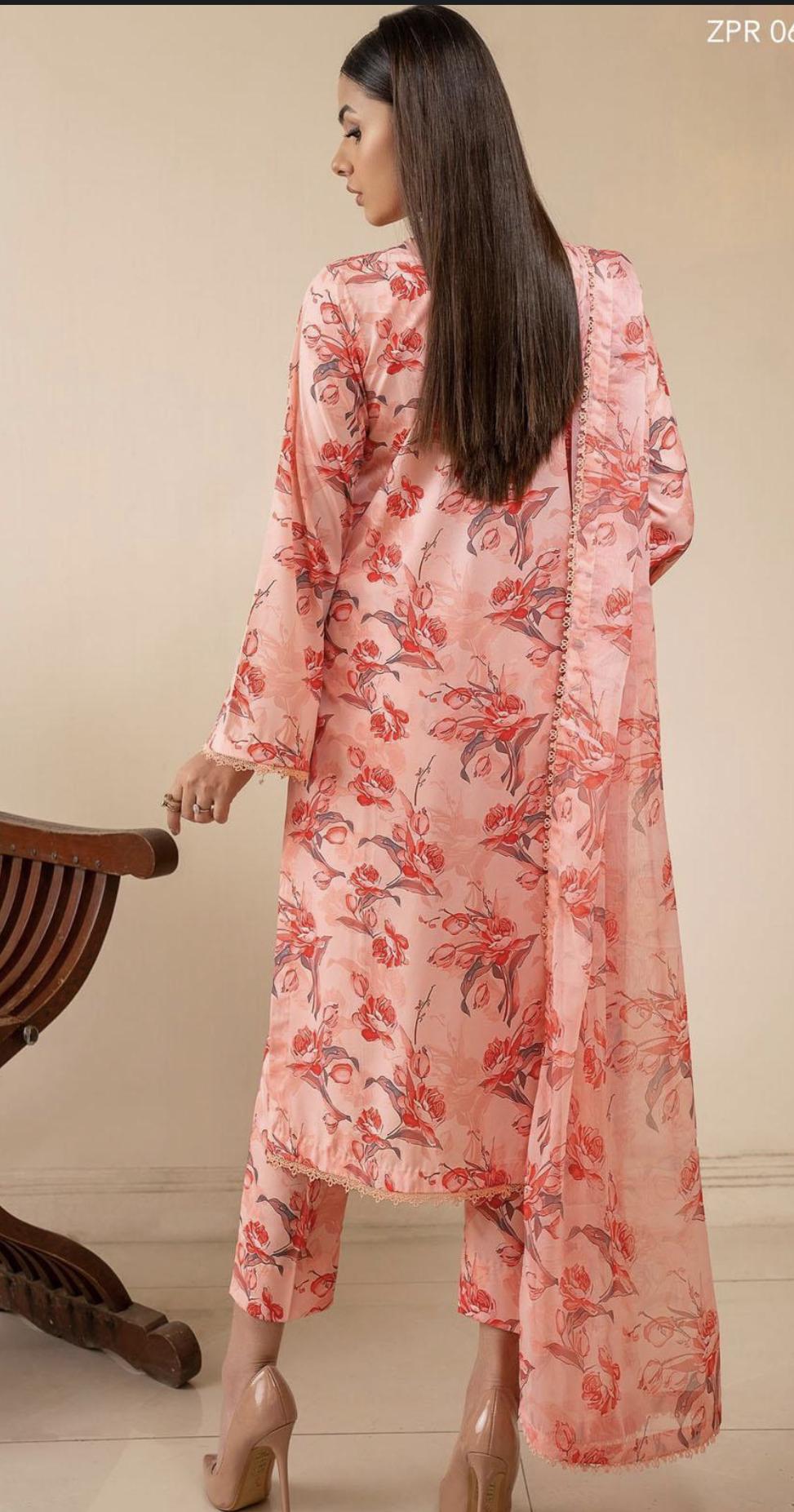 Eid Dress For Womens - Pakistani Printed Lawn Ramadan Partywear Festival Suits Georgette Printed Silk Dress In Medium Size