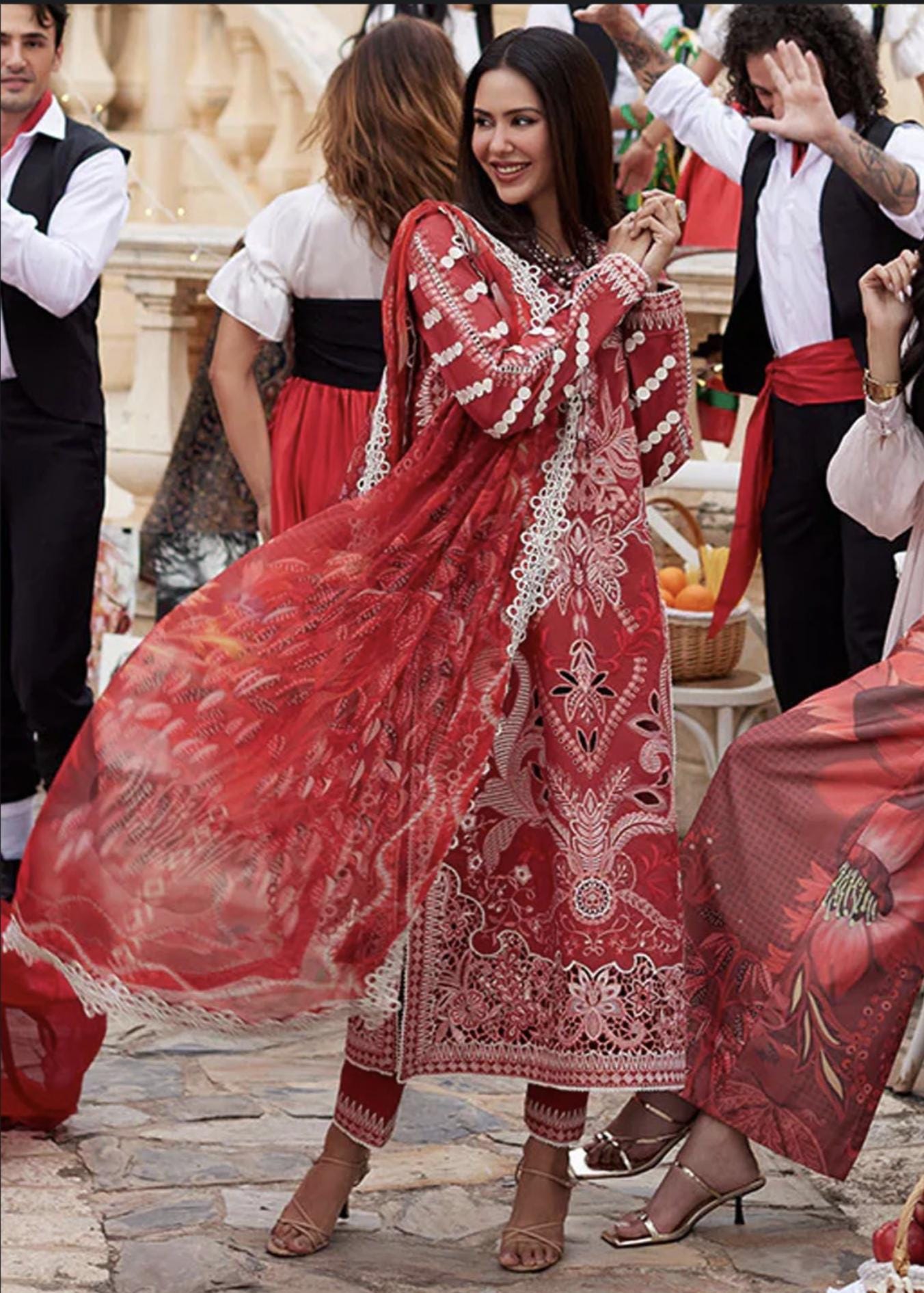 Eid Dress For Womens - Pakistani Embroidered Lawn Ramadan Partywear Festival Suits Salwar Kameez Suit In Medium Size By Mushq