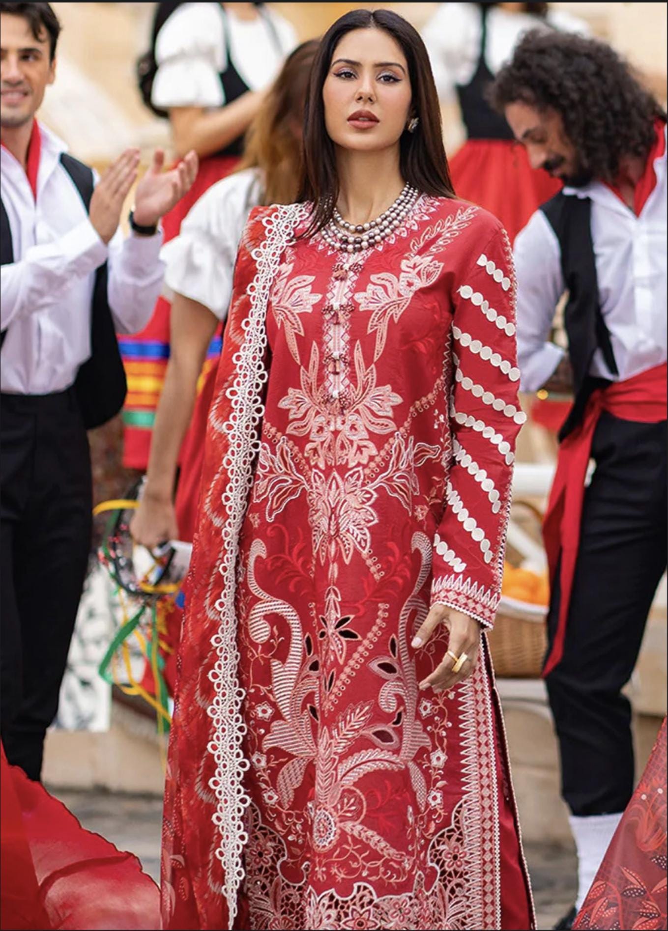 Eid Dress For Womens - Pakistani Embroidered Lawn Ramadan Partywear Festival Suits Salwar Kameez Suit In Medium Size By Mushq