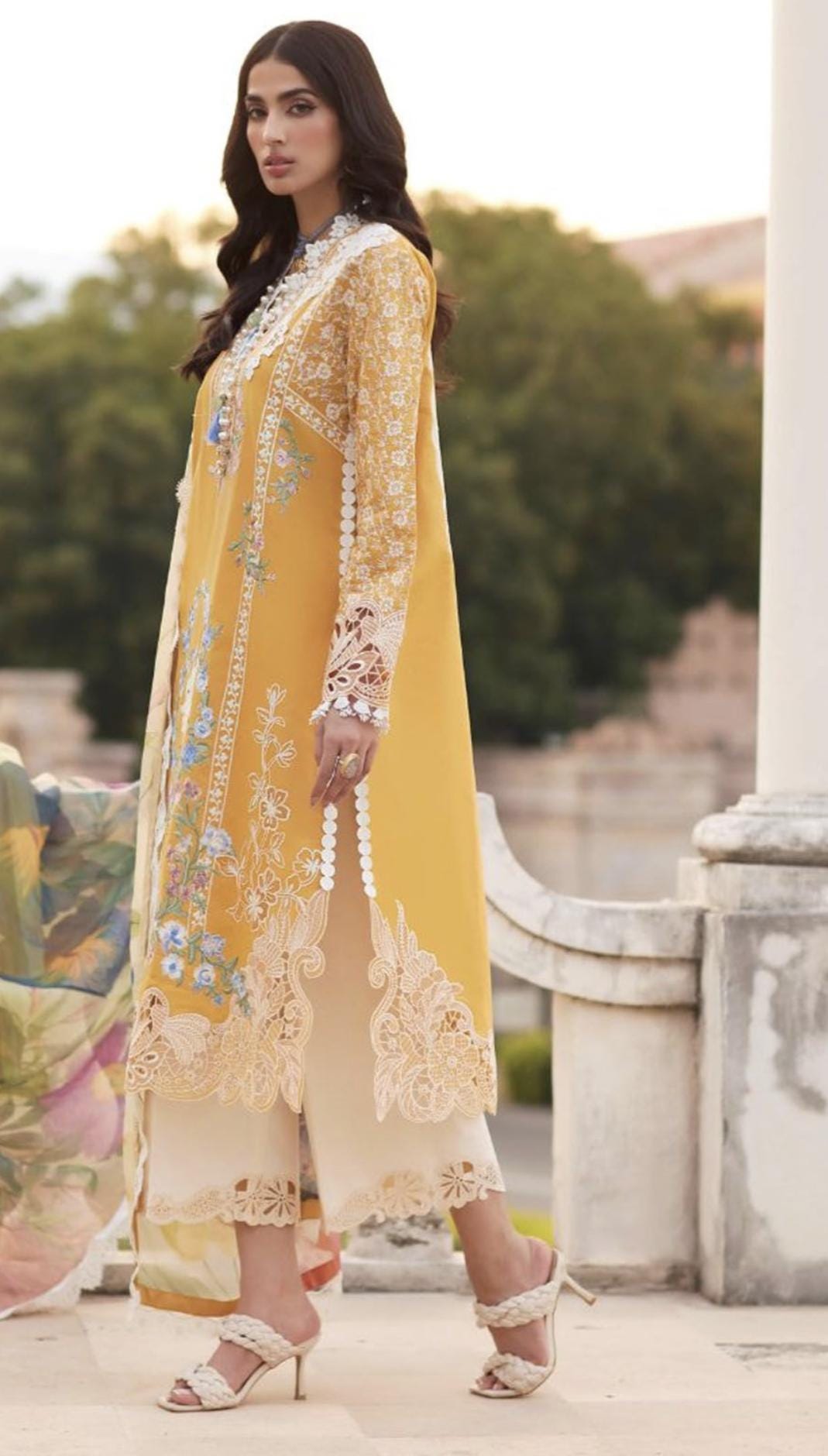 Eid Dress For Womens - Pakistani Embroidered Lawn Ramadan Partywear Festival Suits Salwar Kameez Suit In Medium Size By Mushq