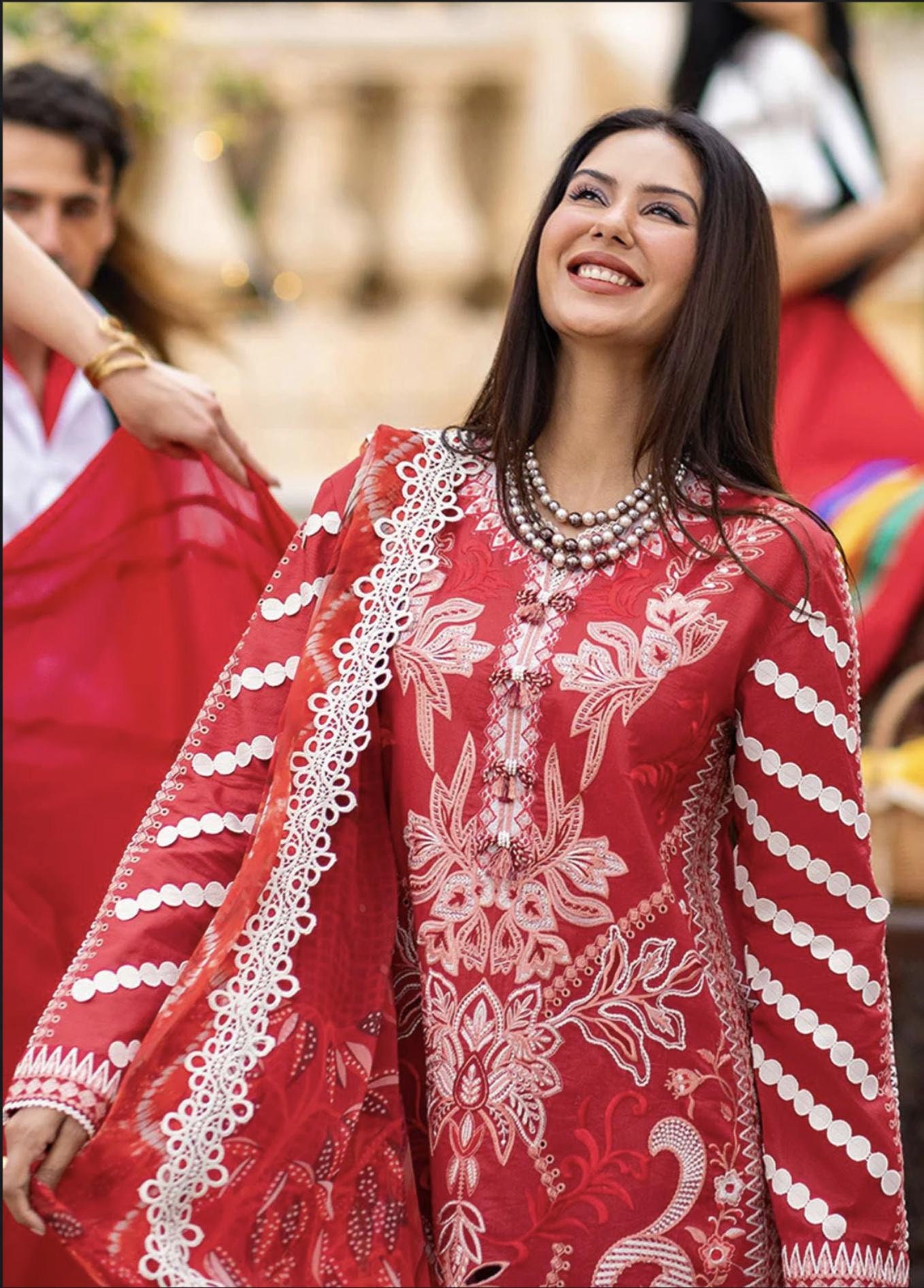 Eid Dress For Womens - Pakistani Embroidered Lawn Ramadan Partywear Festival Suits Salwar Kameez Suit In Medium Size By Mushq
