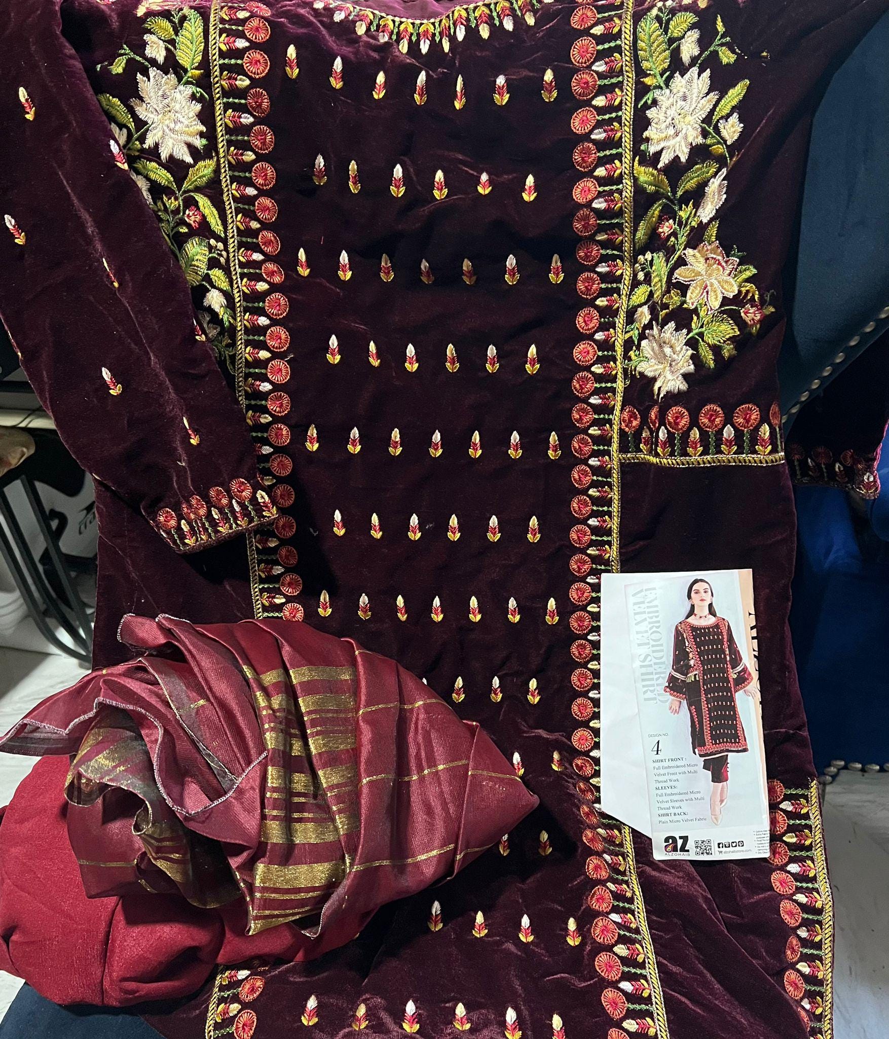 Velvet Winter Wear Dress for Partywear Stitched Designer Dress Pakistani Salwar Kameez Eid Special Suit Winter Collection