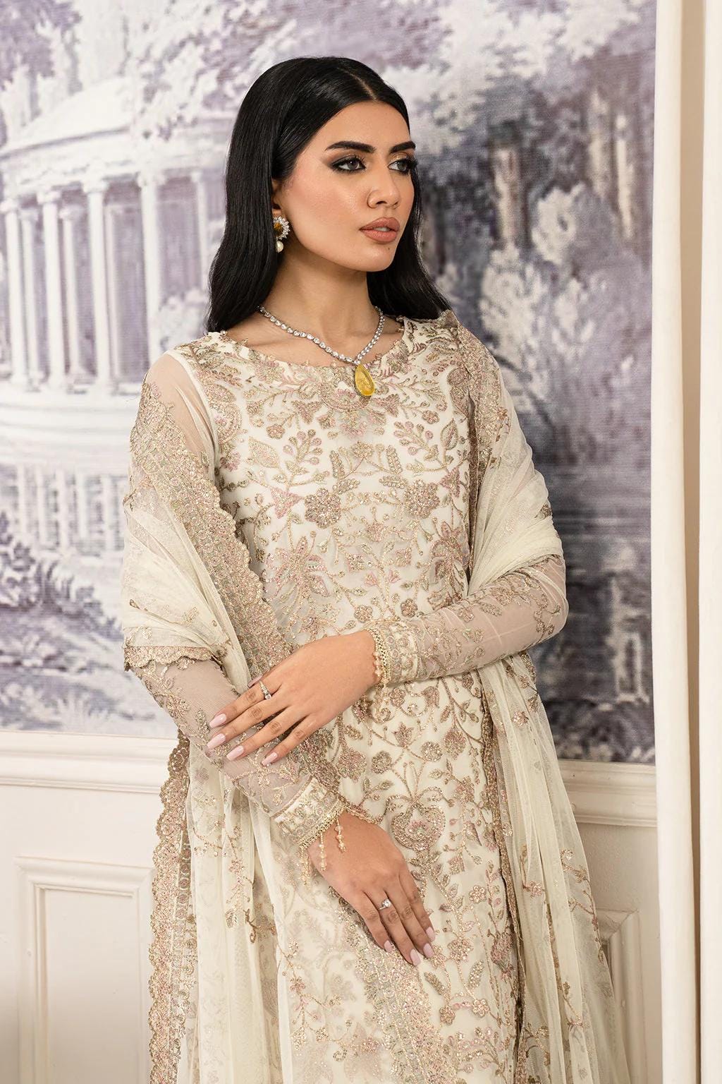 Eid Dress For Womens – Wedding Festival Salwar Kameez Suits Luxury Embroidered Net Pakistani Eid Partywear Suit In Large Size