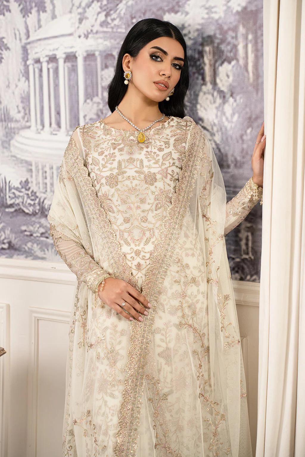 Eid Dress For Womens – Wedding Festival Salwar Kameez Suits Luxury Embroidered Net Pakistani Eid Partywear Suit In Large Size