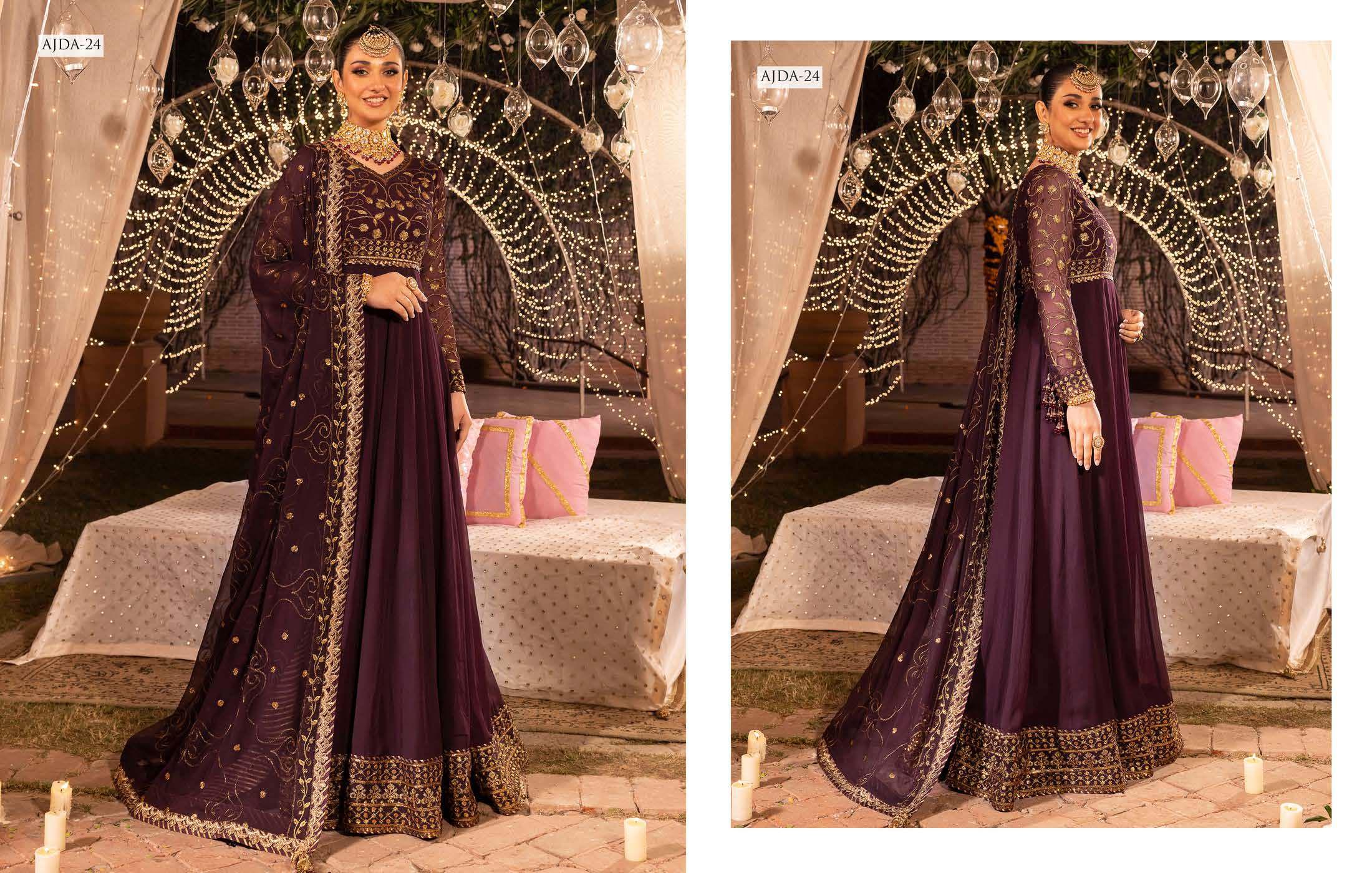 Eid Dress For Womens – Wedding Festival Salwar Kameez Suits Luxury Embroidered Chiffon Pakistani Eid Partywear Suit In Medium Size