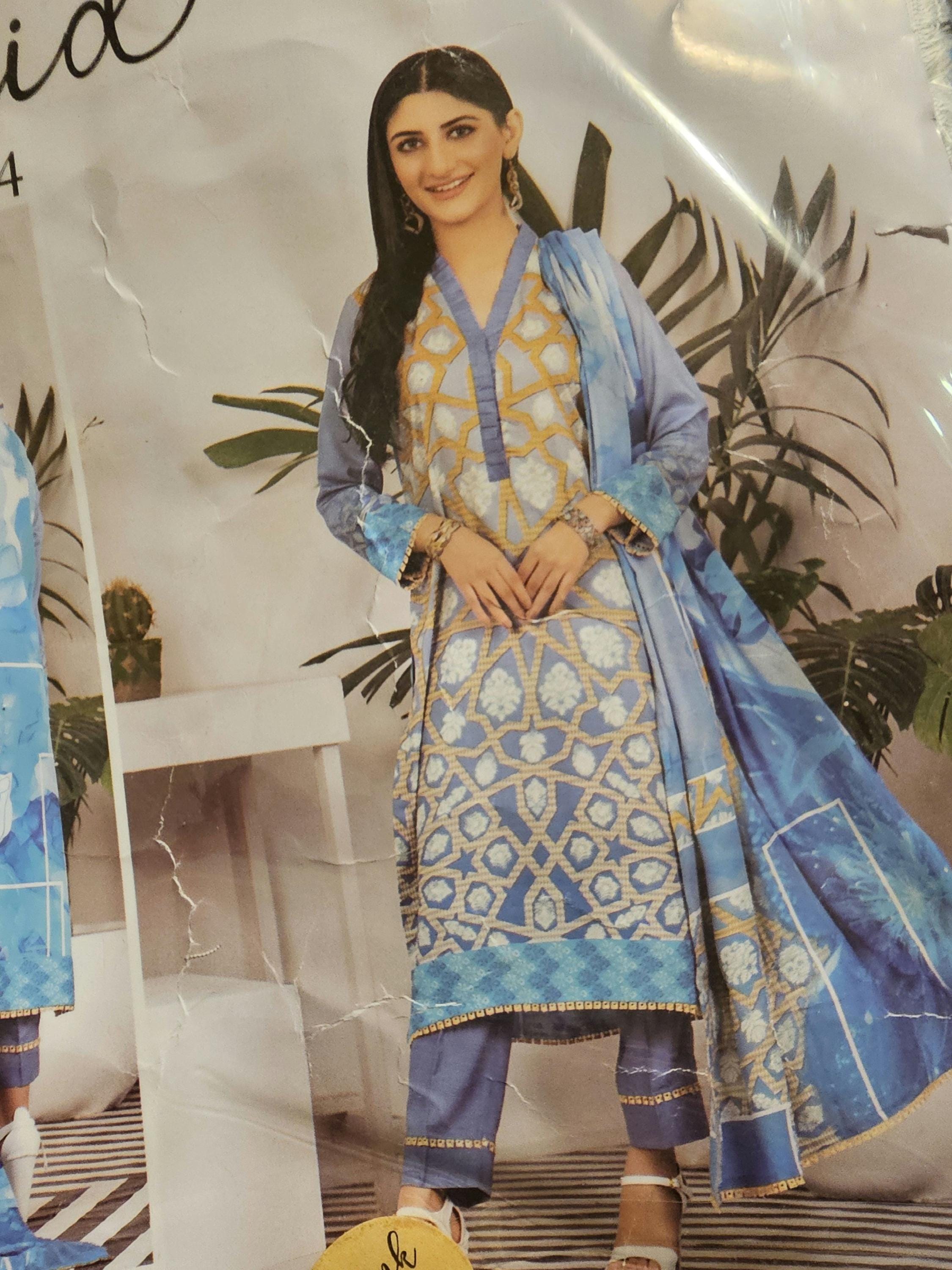 Eid Unstitched Clothes Pakistani Branded Designer Dress Partywear Eid Suit Unstitched 3pc Suit Salwar Kamij Dress for Eid Partywear Dress