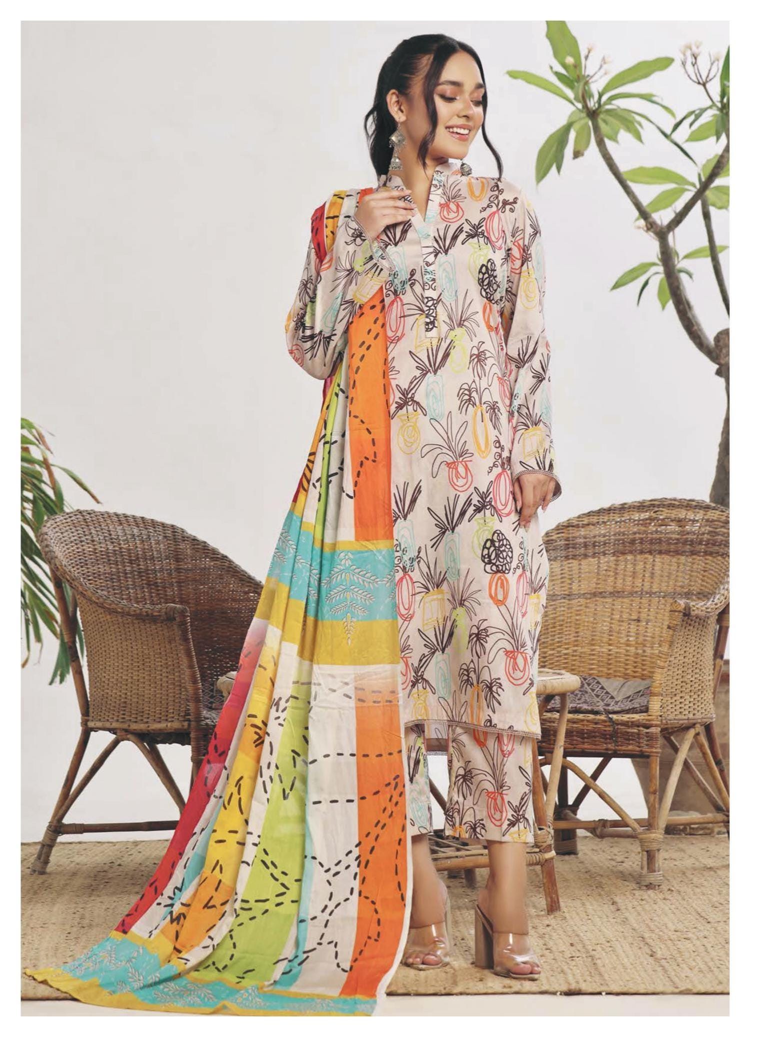 Eid Dress For Womens - Pakistani Embroidered Lawn Ramadan Partywear Festival Suits In Medium Size