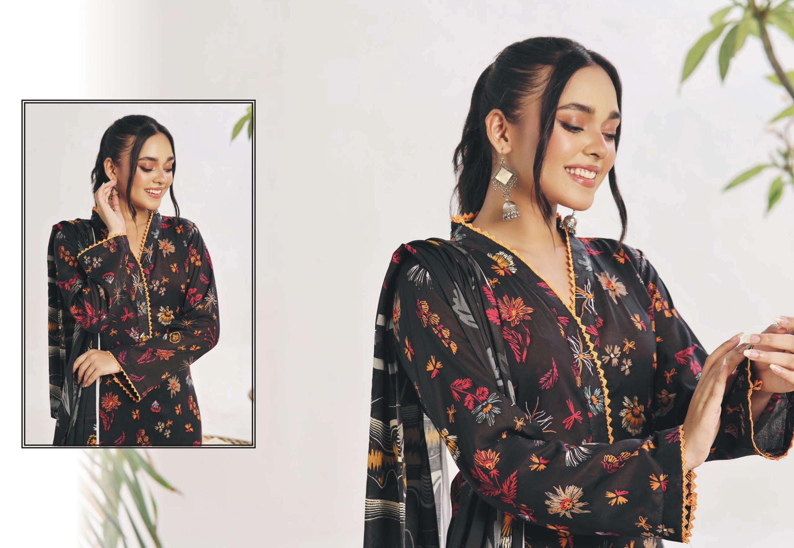 Eid Dress For Womens - Pakistani Embroidered Lawn Ramadan Partywear Festival Suits In Medium Size