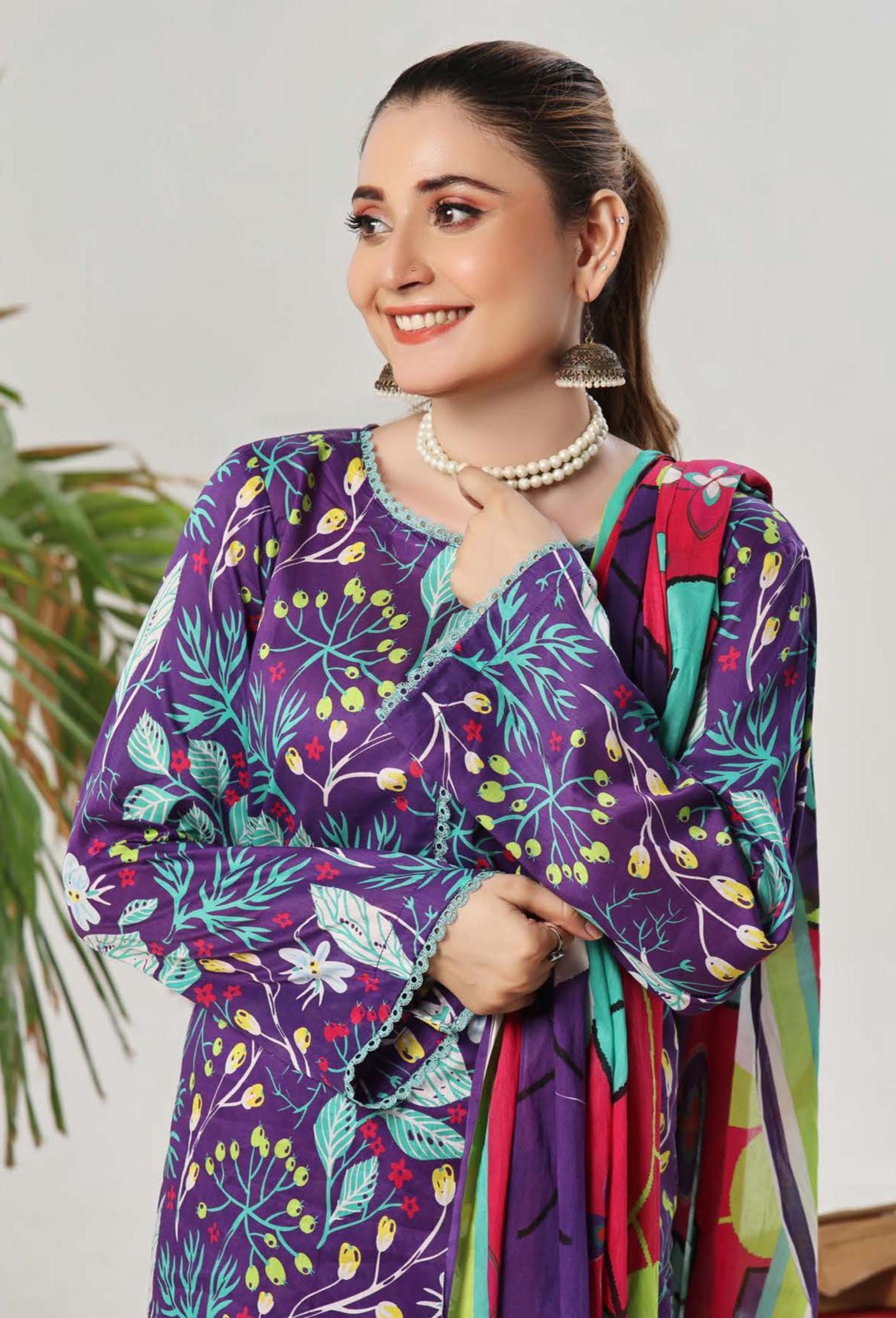 Eid Dress For Womens - Pakistani Embroidered Lawn Ramadan Partywear Festival Suits In Medium Size