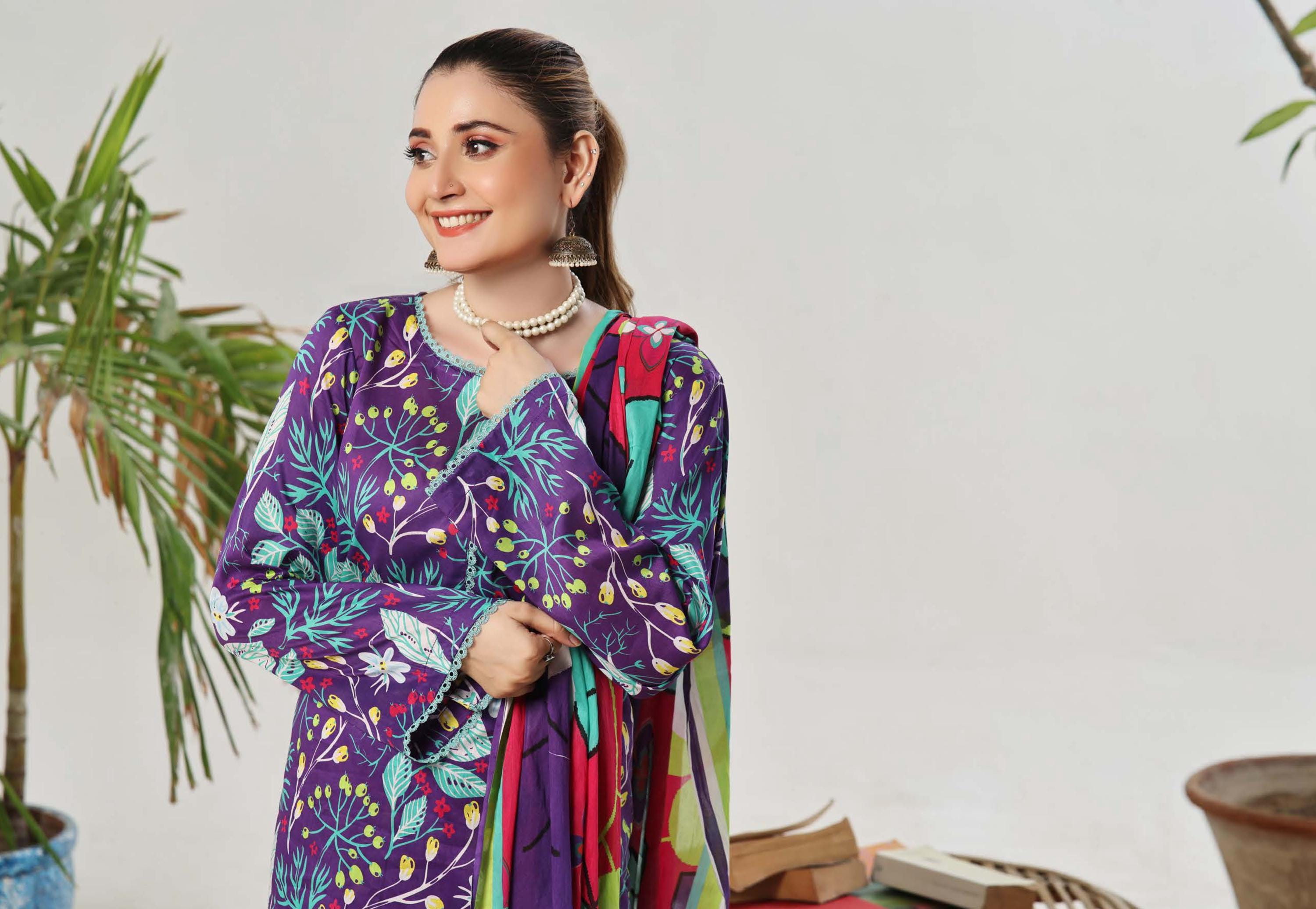 Eid Dress For Womens - Pakistani Embroidered Lawn Ramadan Partywear Festival Suits In Medium Size