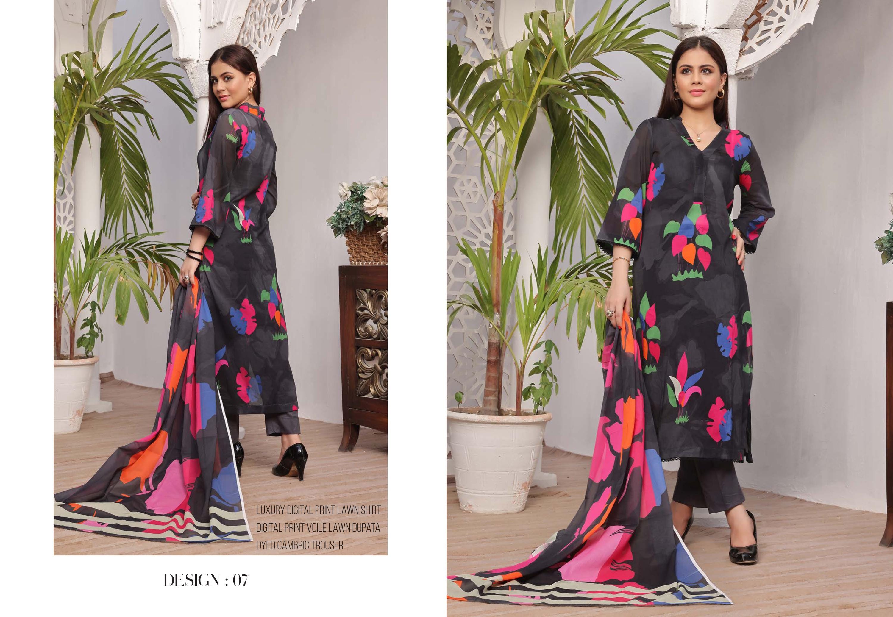 Eid Dress For Womens - Pakistani Embroidered Lawn Ramadan Partywear Festival Suits In Medium Size