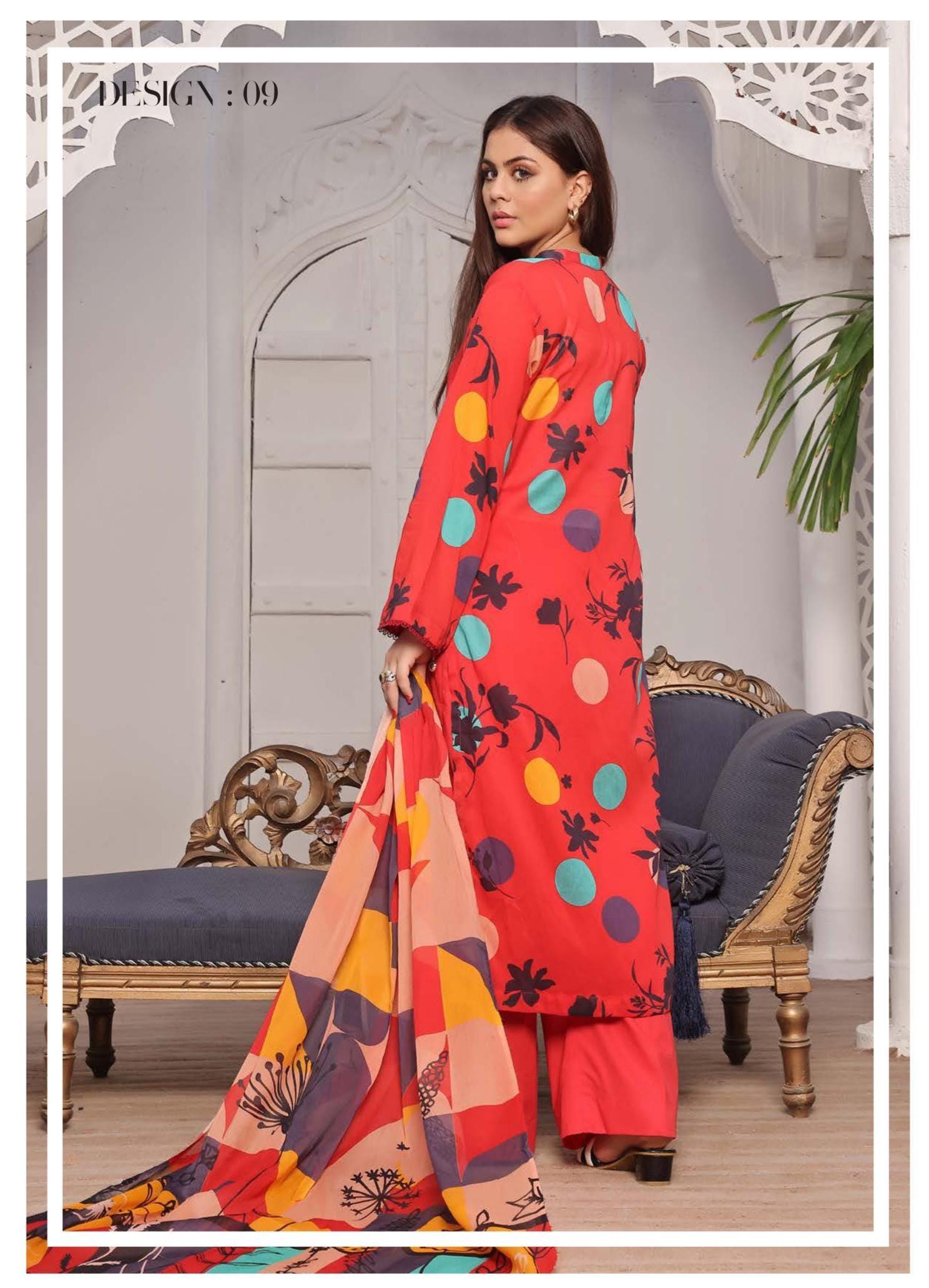 Eid Dress For Womens - Pakistani Embroidered Lawn Ramadan Partywear Festival Suits In Medium Size