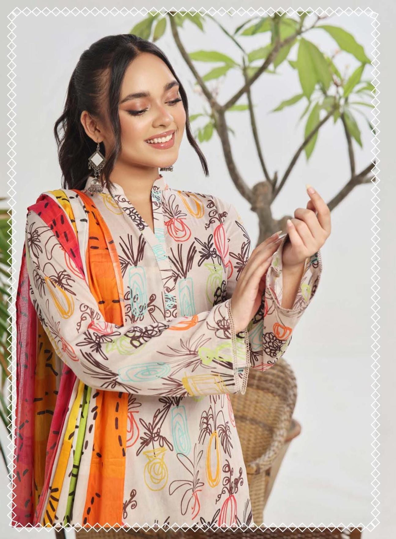 Eid Dress For Womens - Pakistani Embroidered Lawn Ramadan Partywear Festival Suits In Medium Size