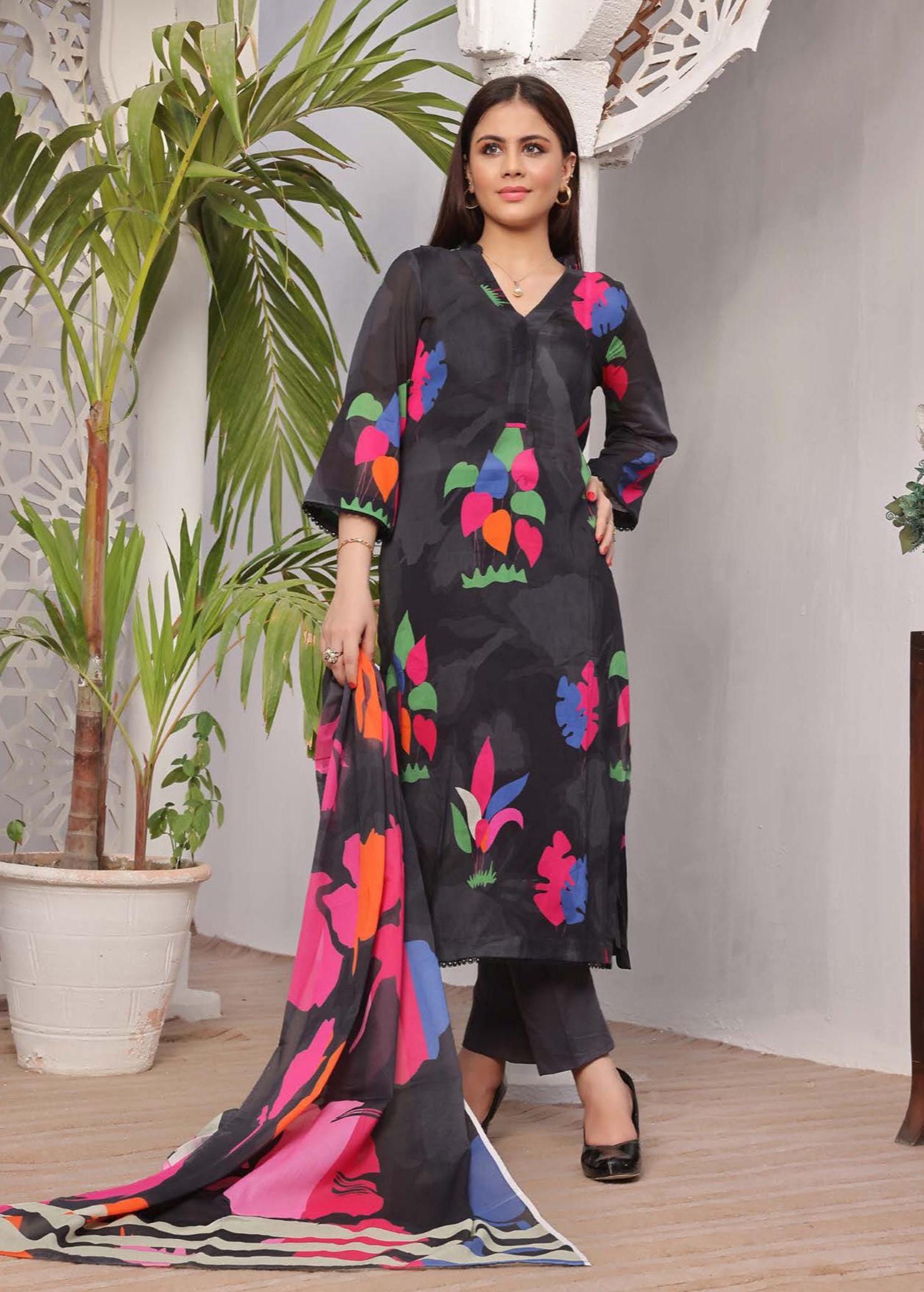 Eid Dress For Womens - Pakistani Embroidered Lawn Ramadan Partywear Festival Suits In Medium Size