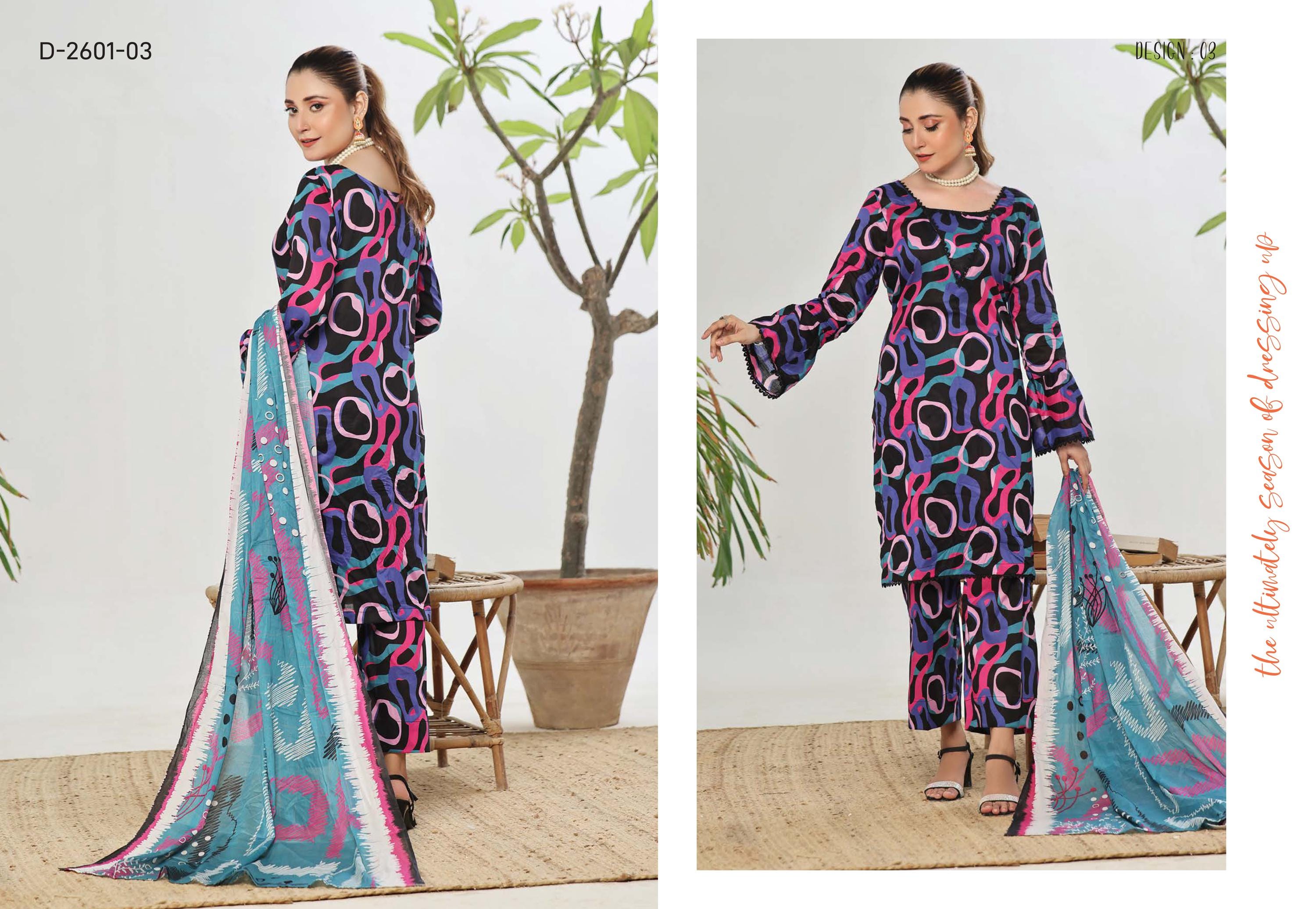 Eid Dress For Womens - Pakistani Embroidered Lawn Ramadan Partywear Festival Suits In Medium Size