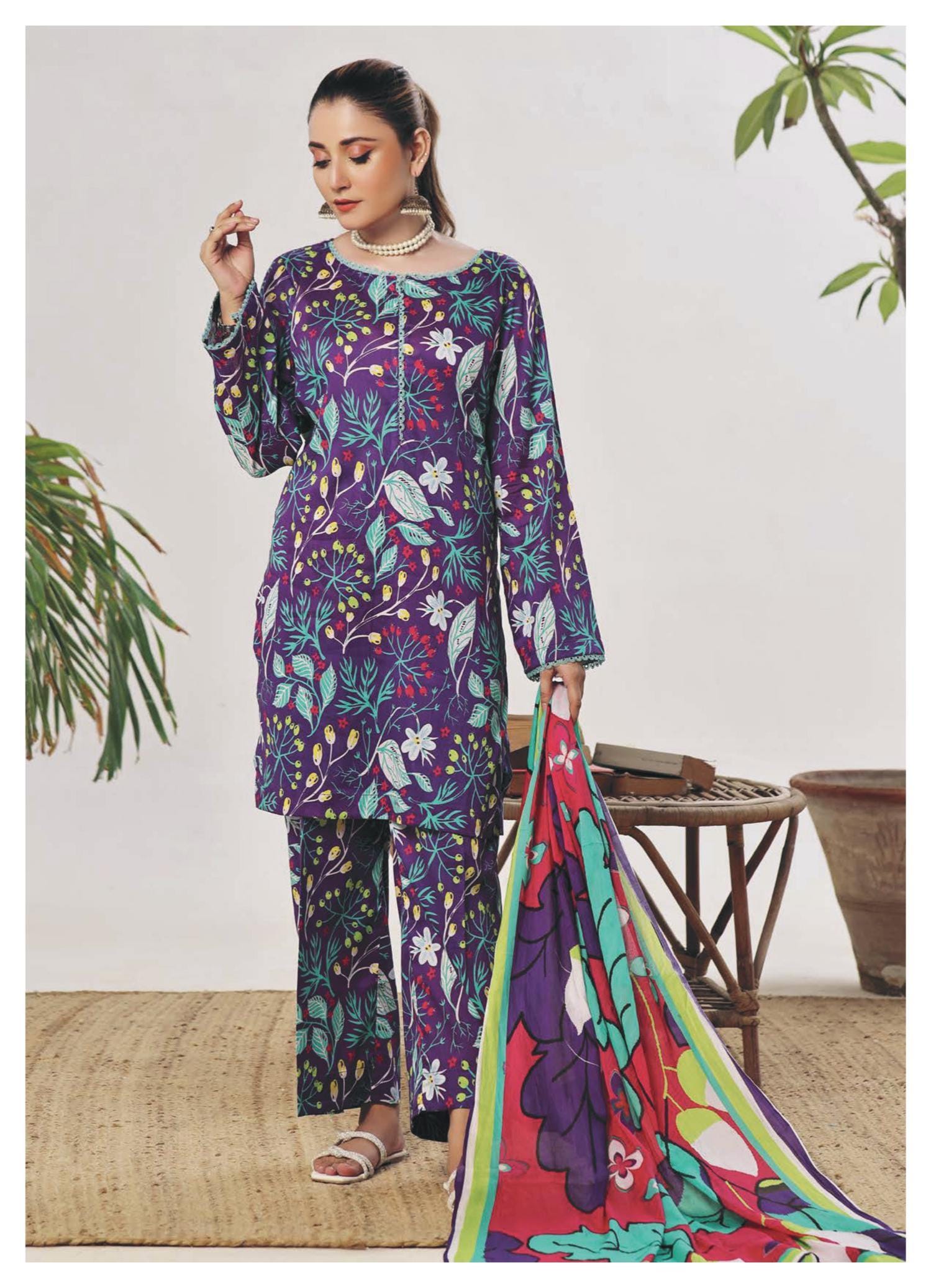 Eid Dress For Womens - Pakistani Embroidered Lawn Ramadan Partywear Festival Suits In Medium Size