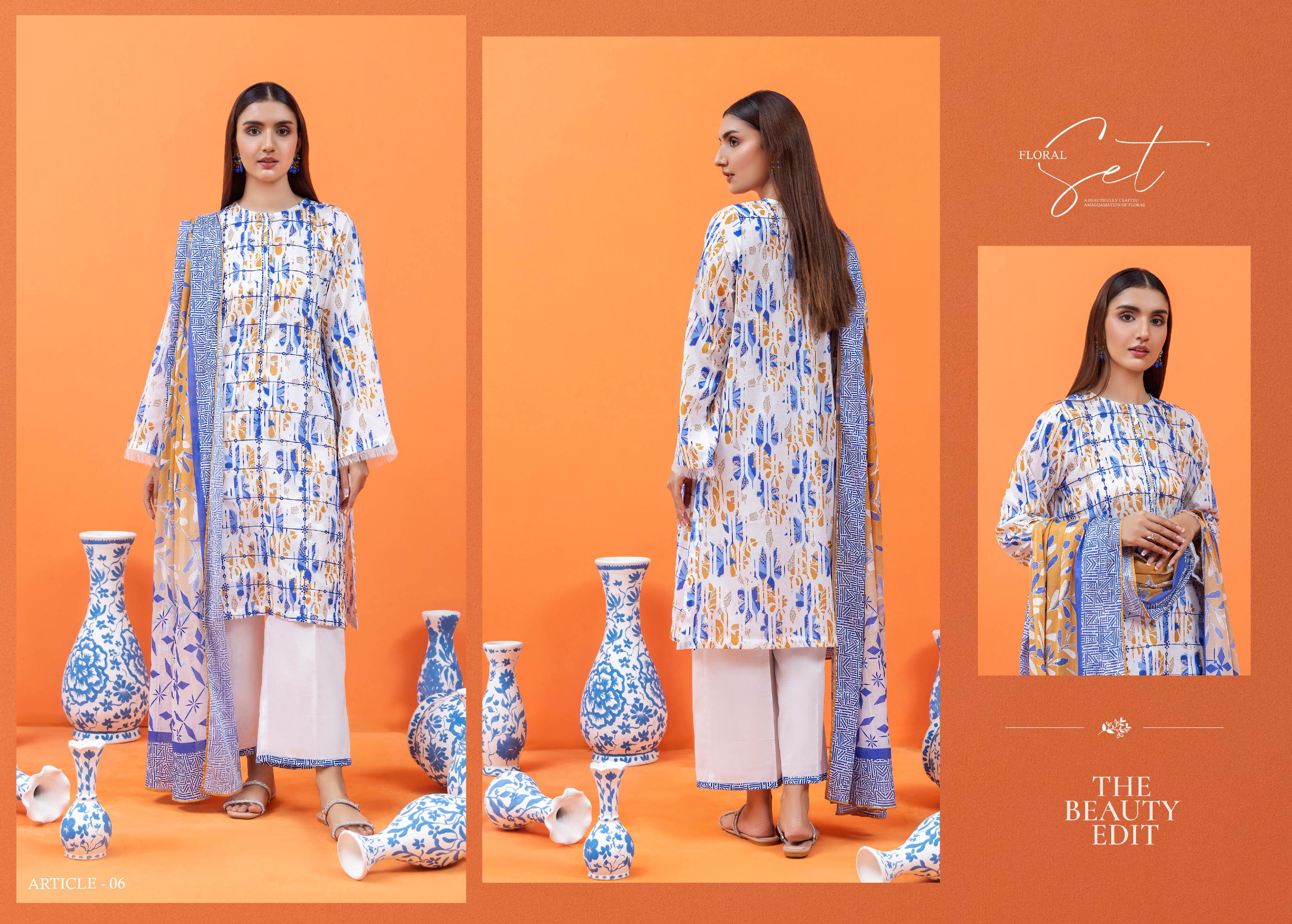 Eid Dress For Womens - Pakistani Embroidered Lawn Ramadan Partywear Festival Suits Salwar Kameez Suit In Medium Size