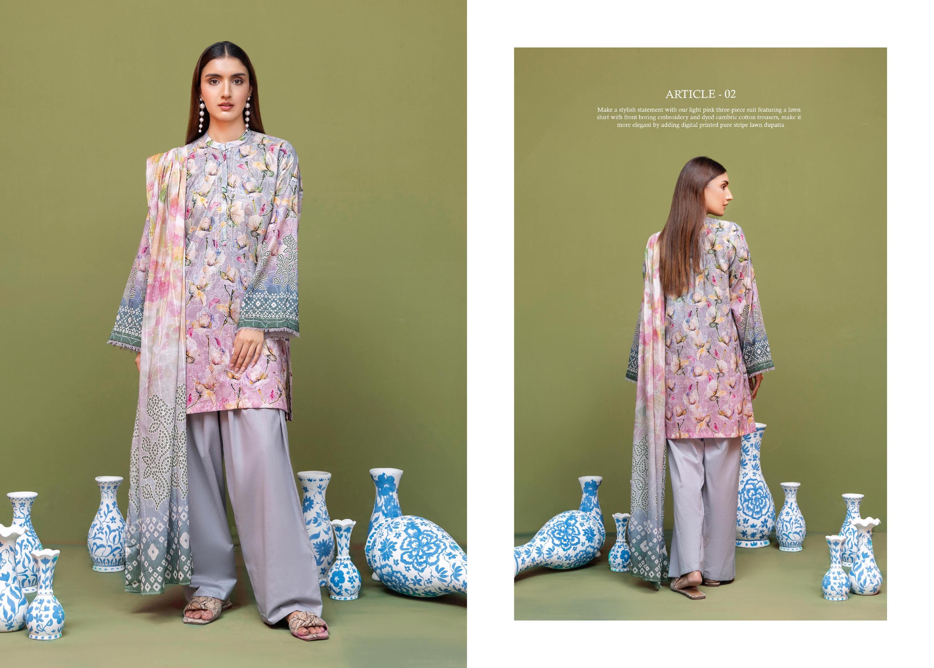 Eid Dress For Womens - Pakistani Embroidered Lawn Ramadan Partywear Festival Suits Salwar Kameez Suit In Medium Size