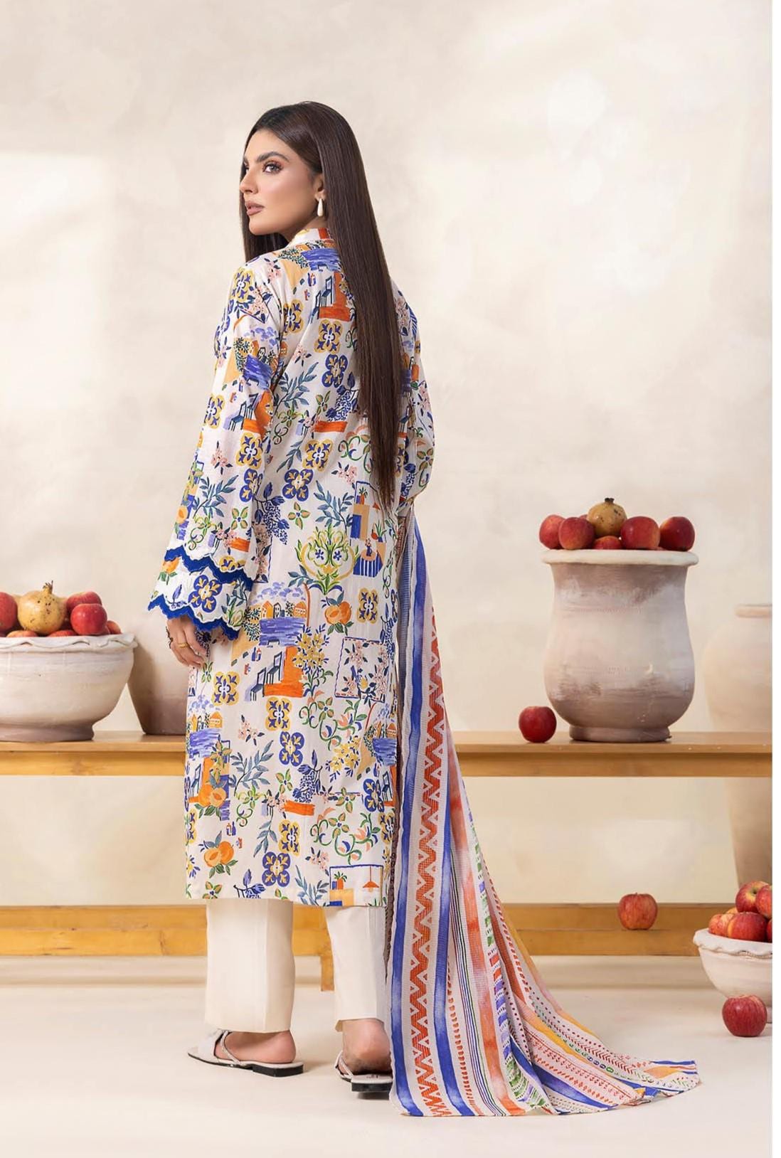 Eid Dress For Womens - Pakistani Embroidered Lawn Ramadan Partywear Festival Suits Salwar Kameez Suit In Medium Size