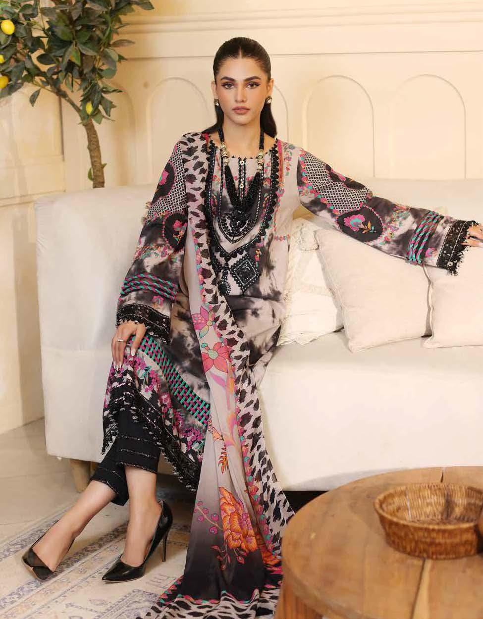 Eid Dress For Womens - Pakistani Embroidered Lawn Ramadan Partywear Festival Suits Salwar Kameez Suit In Medium Size