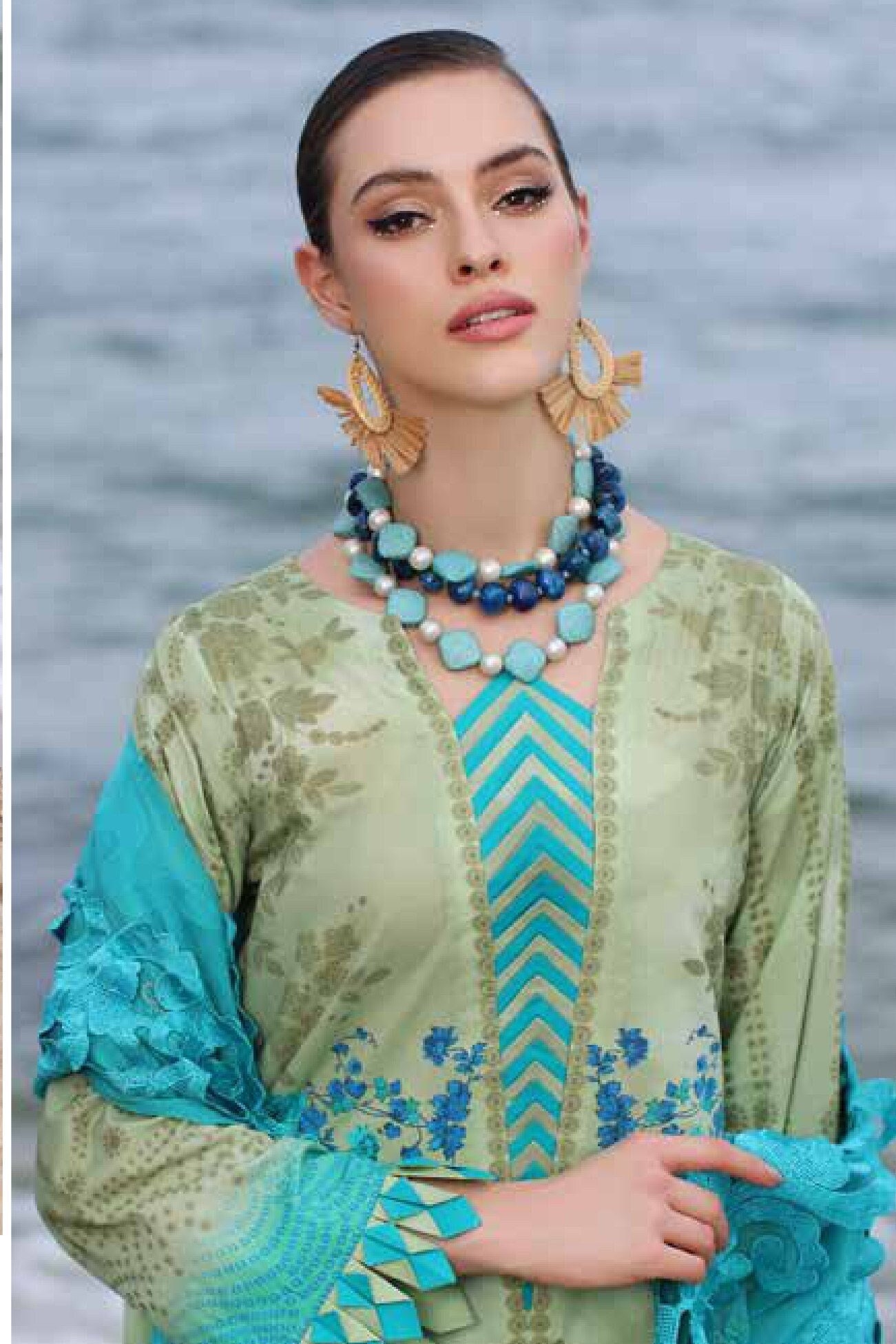 Eid Dress For Womens - Pakistani Embroidered Lawn Ramadan Partywear Festival Suits Salwar Kameez Suit In Medium Size