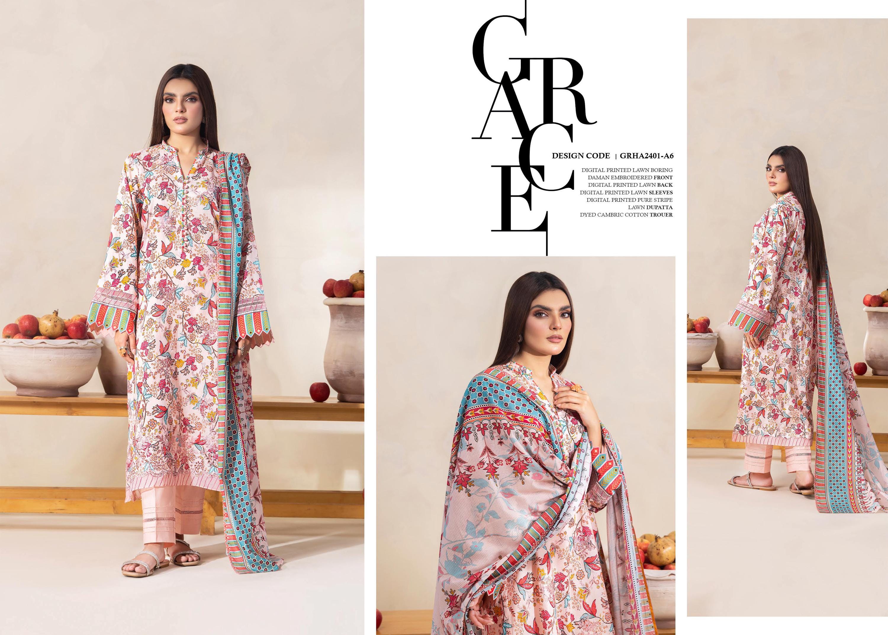 Eid Dress For Womens - Pakistani Embroidered Lawn Ramadan Partywear Festival Suits Salwar Kameez Suit In Medium Size