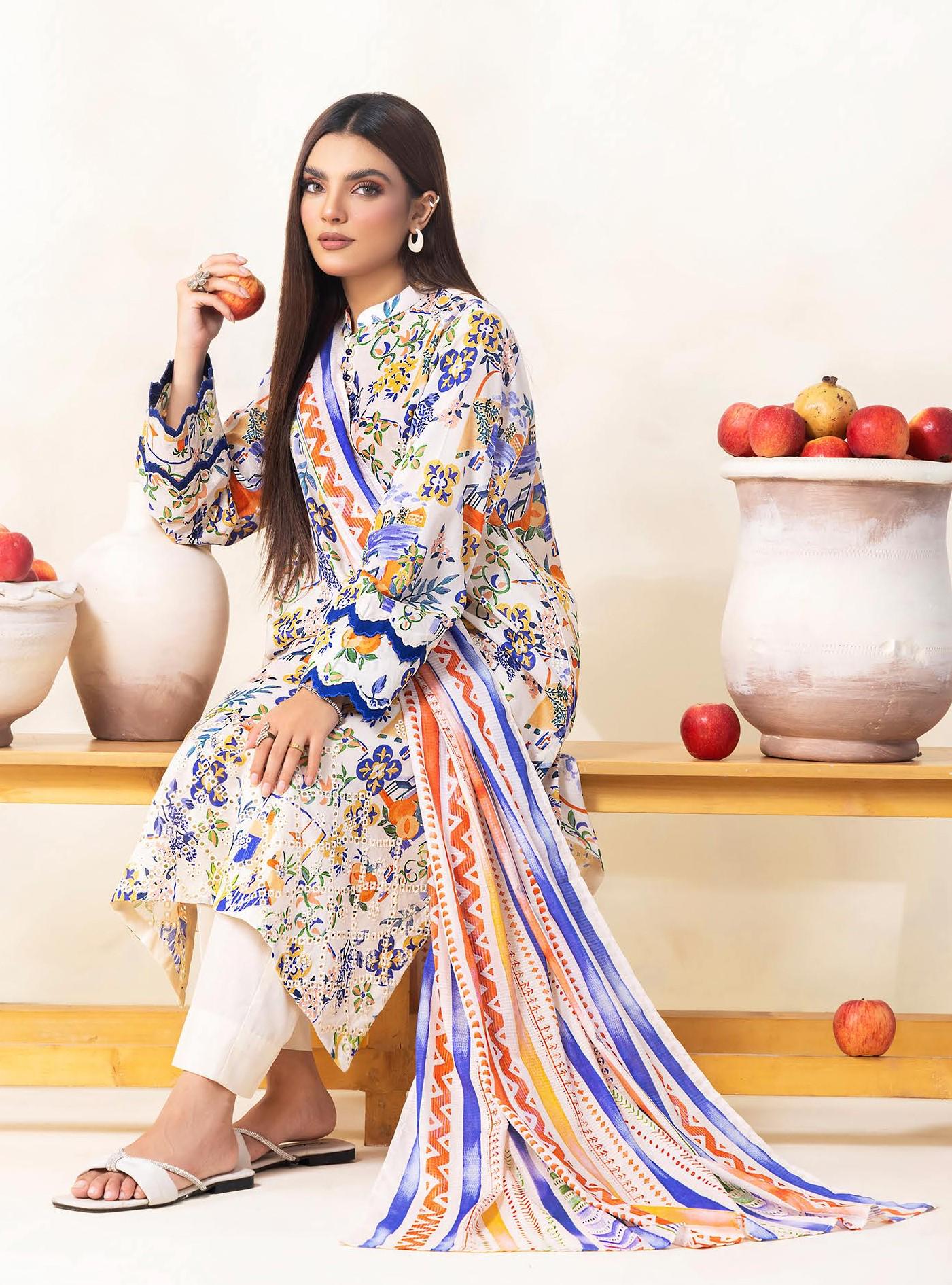 Eid Dress For Womens - Pakistani Embroidered Lawn Ramadan Partywear Festival Suits Salwar Kameez Suit In Medium Size