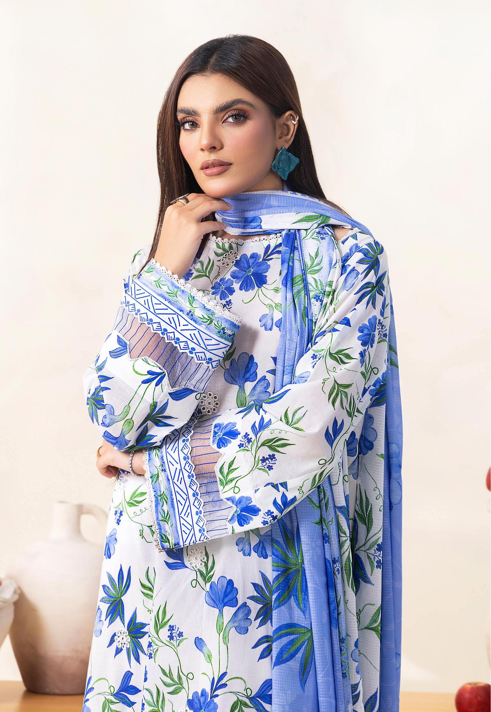 Eid Dress For Womens - Pakistani Embroidered Lawn Ramadan Partywear Festival Suits Salwar Kameez Suit In Medium Size