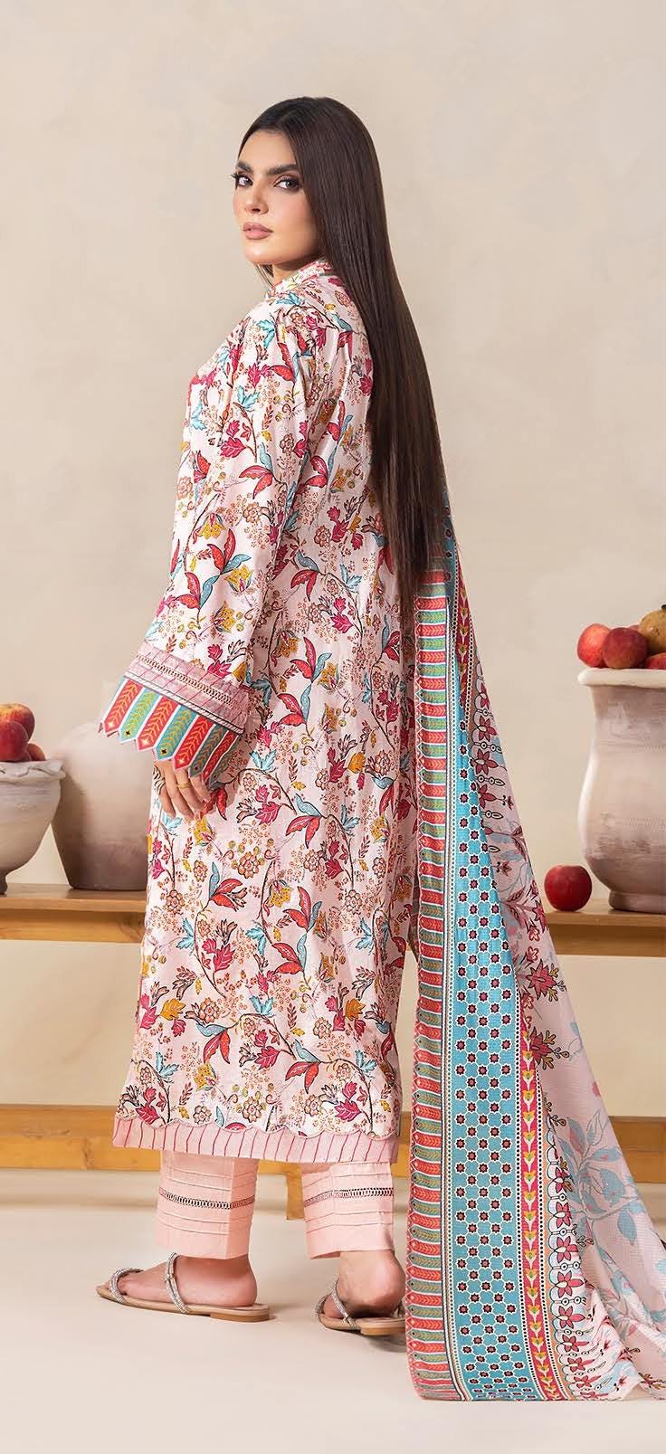 Eid Dress For Womens - Pakistani Embroidered Lawn Ramadan Partywear Festival Suits Salwar Kameez Suit In Medium Size