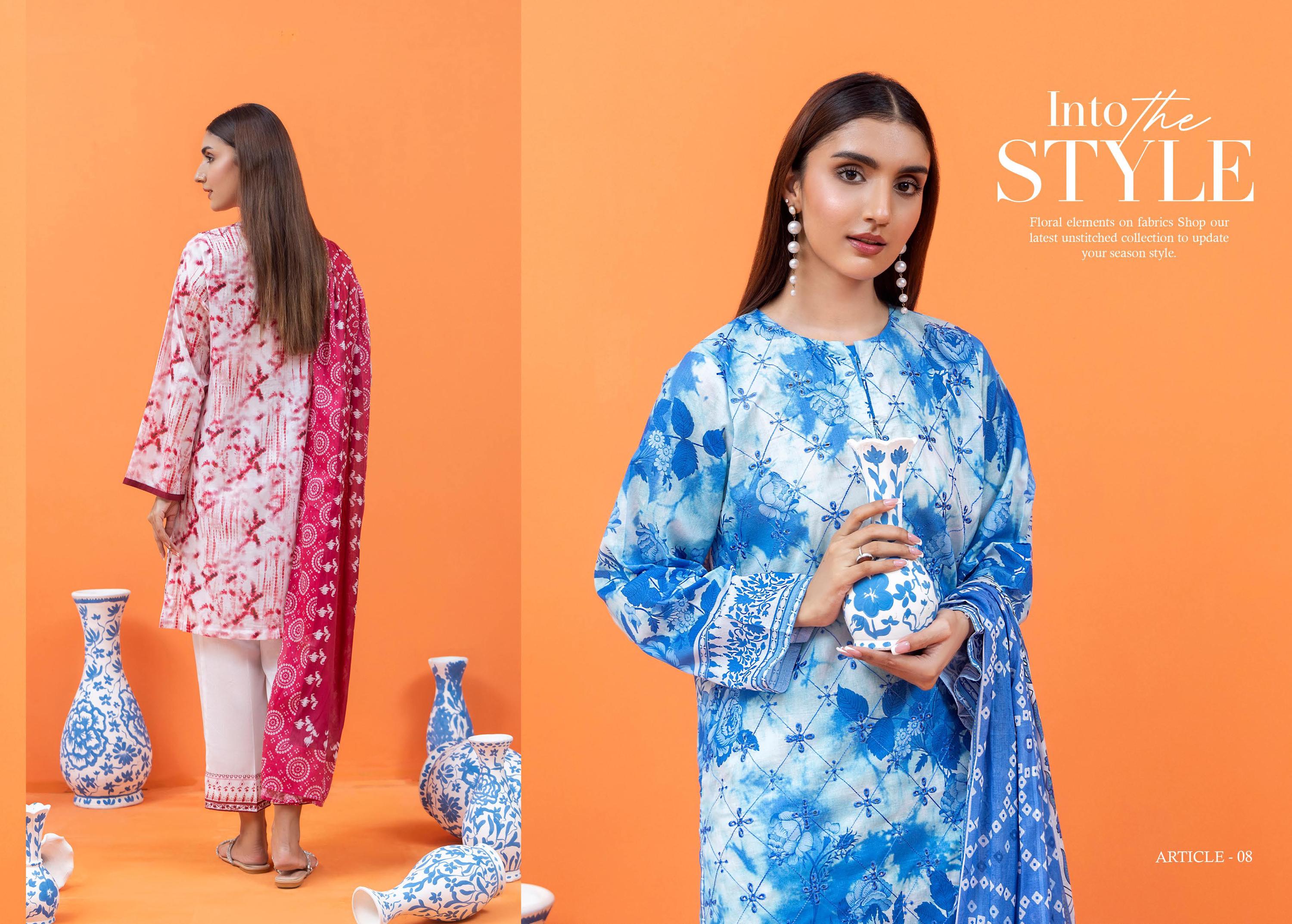 Eid Dress For Womens - Pakistani Embroidered Lawn Ramadan Partywear Festival Suits Salwar Kameez Suit In Medium Size