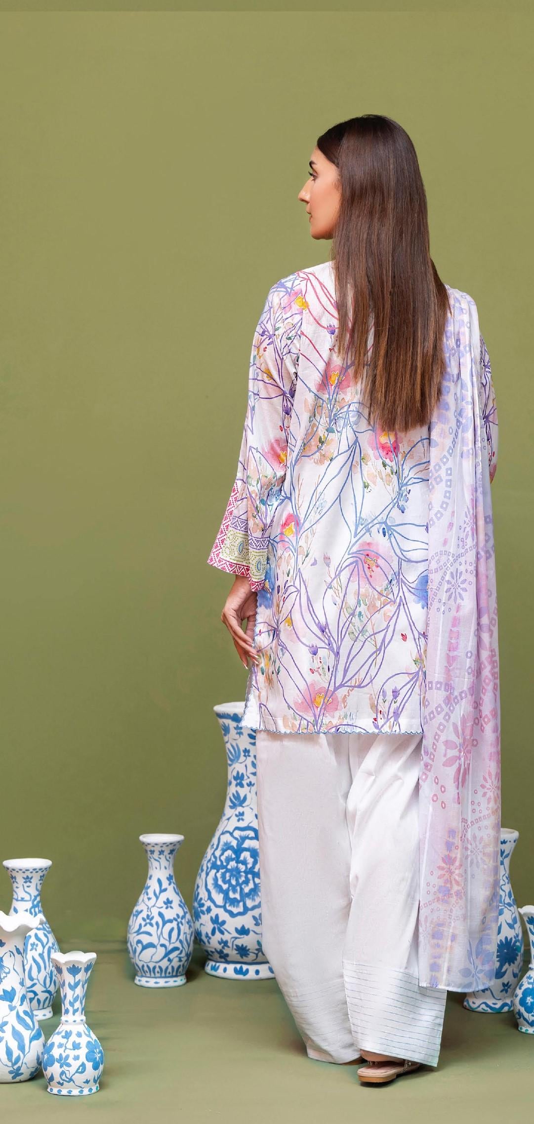Eid Dress For Womens - Pakistani Embroidered Lawn Ramadan Partywear Festival Suits Salwar Kameez Suit In Medium Size