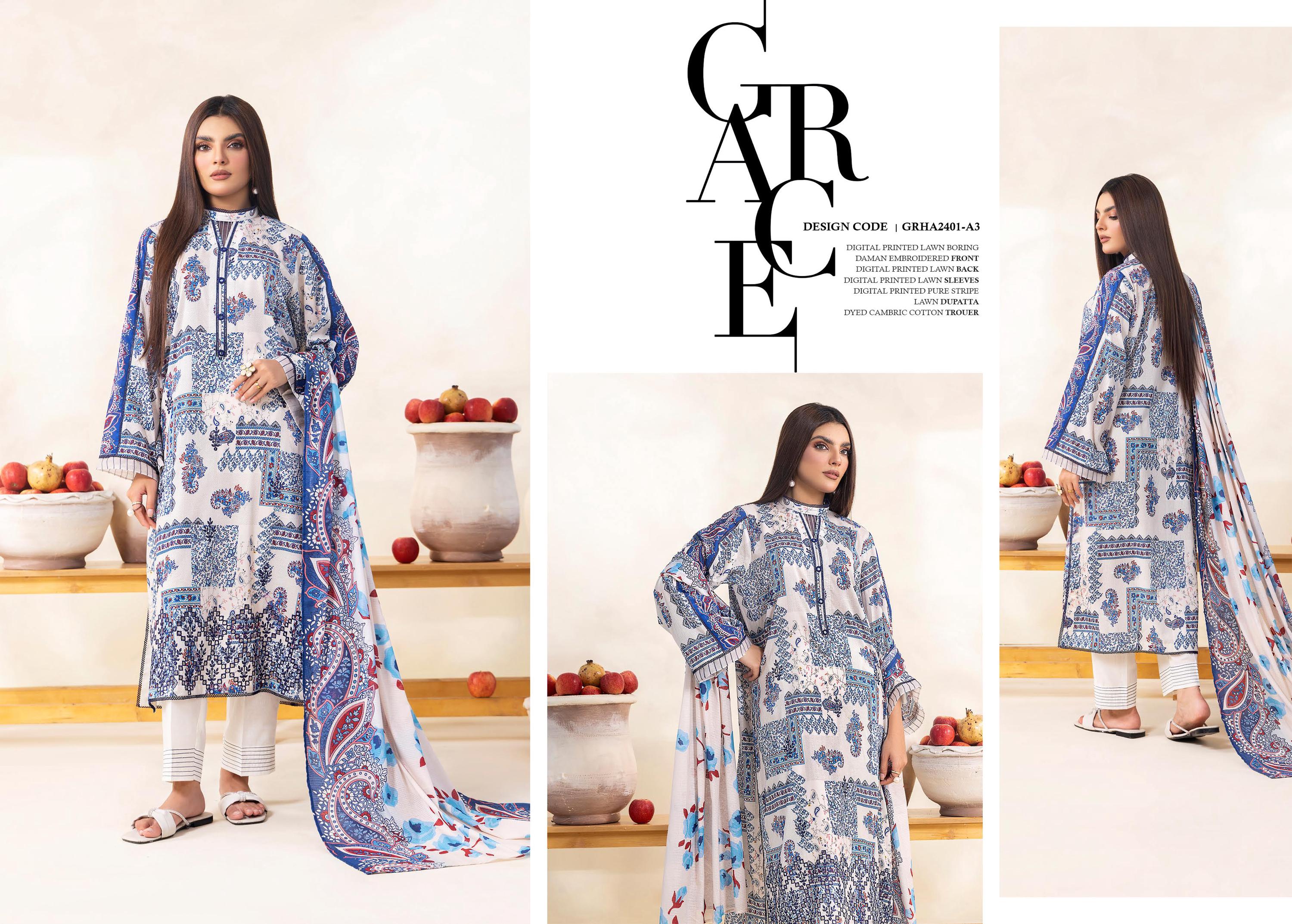 Eid Dress For Womens - Pakistani Embroidered Lawn Ramadan Partywear Festival Suits Salwar Kameez Suit In Medium Size