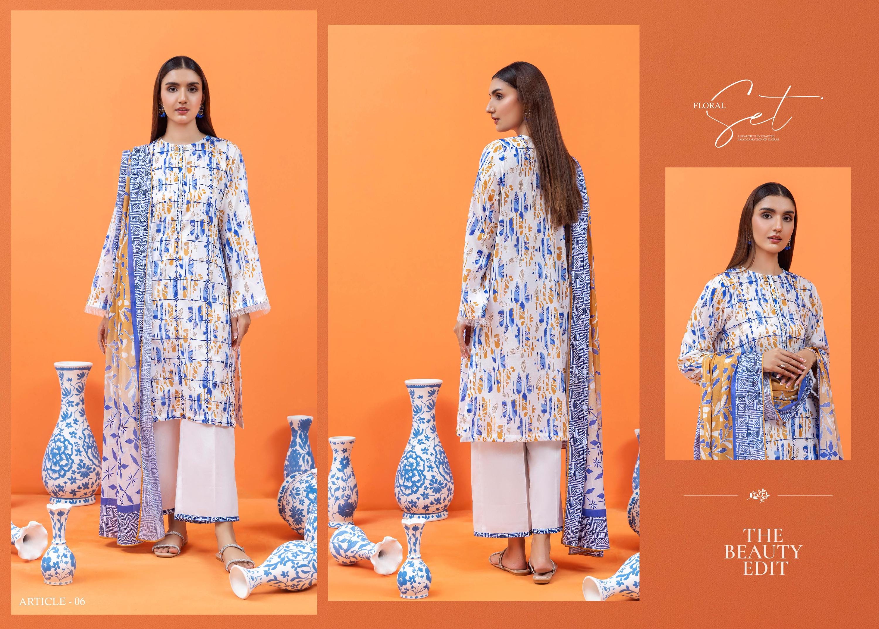 Eid Dress For Womens - Pakistani Embroidered Lawn Ramadan Partywear Festival Suits Salwar Kameez Suit In Medium Size