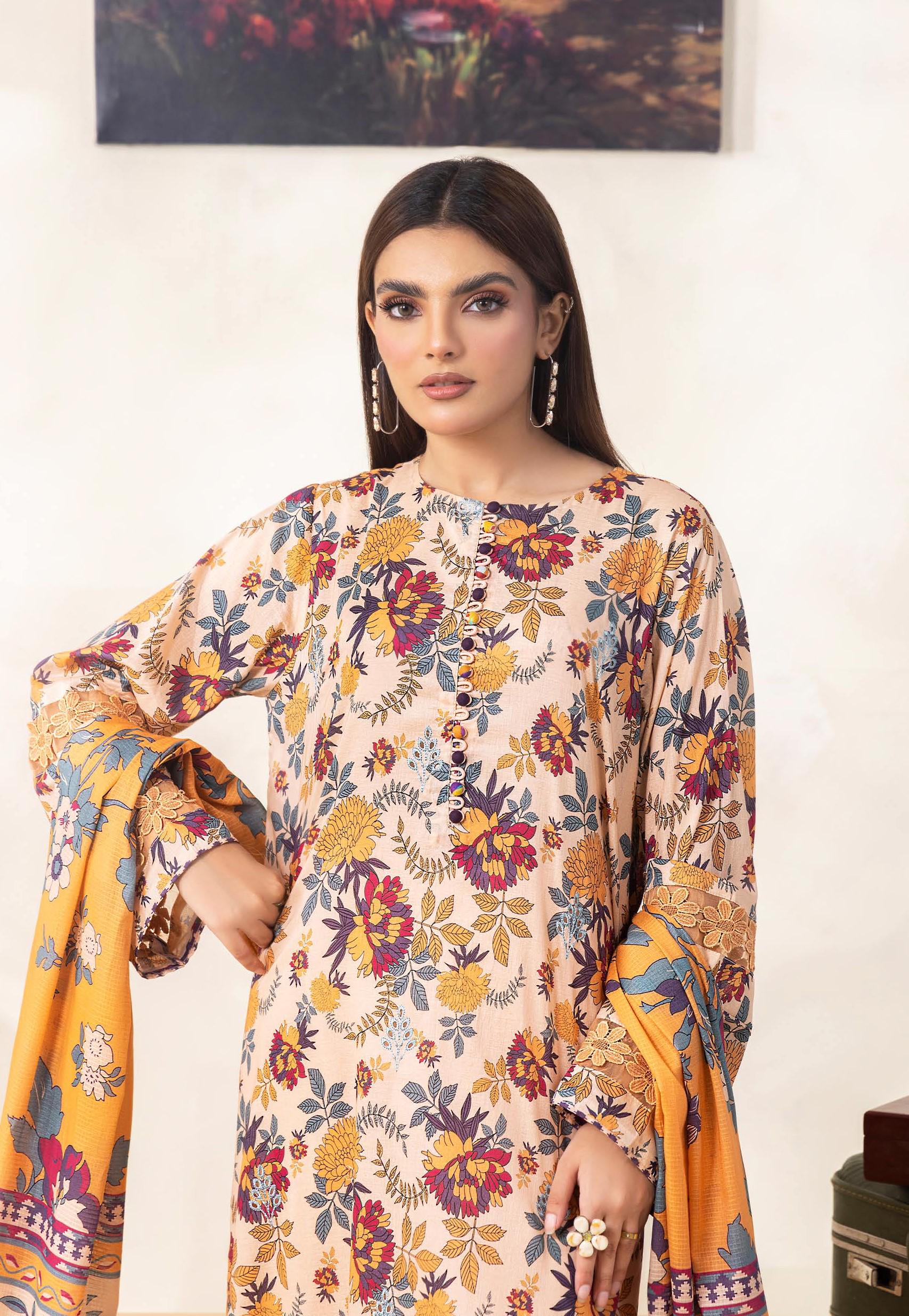 Eid Dress For Womens - Pakistani Embroidered Lawn Ramadan Partywear Festival Suits Salwar Kameez Suit In Medium Size