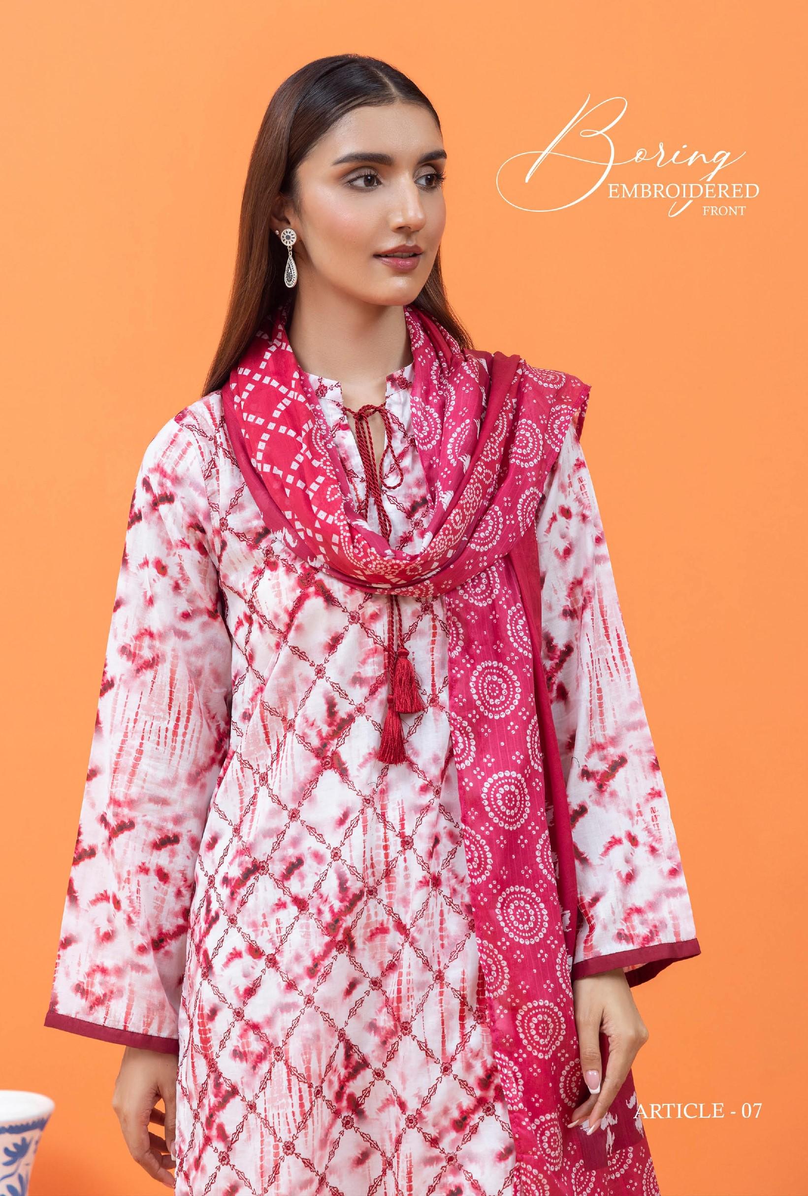 Eid Dress For Womens - Pakistani Embroidered Lawn Ramadan Partywear Festival Suits Salwar Kameez Suit In Medium Size