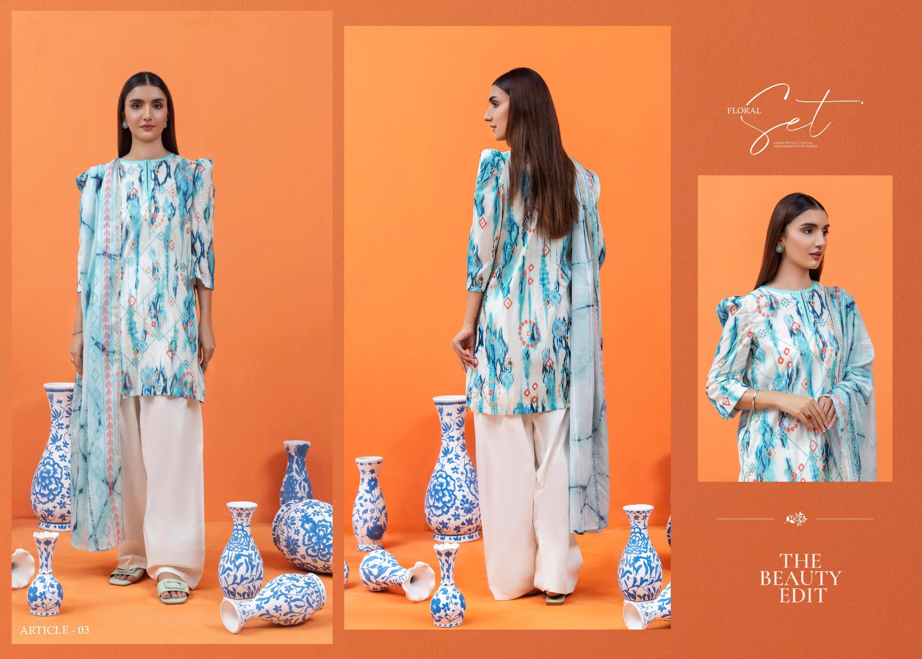 Eid Dress For Womens - Pakistani Embroidered Lawn Ramadan Partywear Festival Suits Salwar Kameez Suit In Medium Size