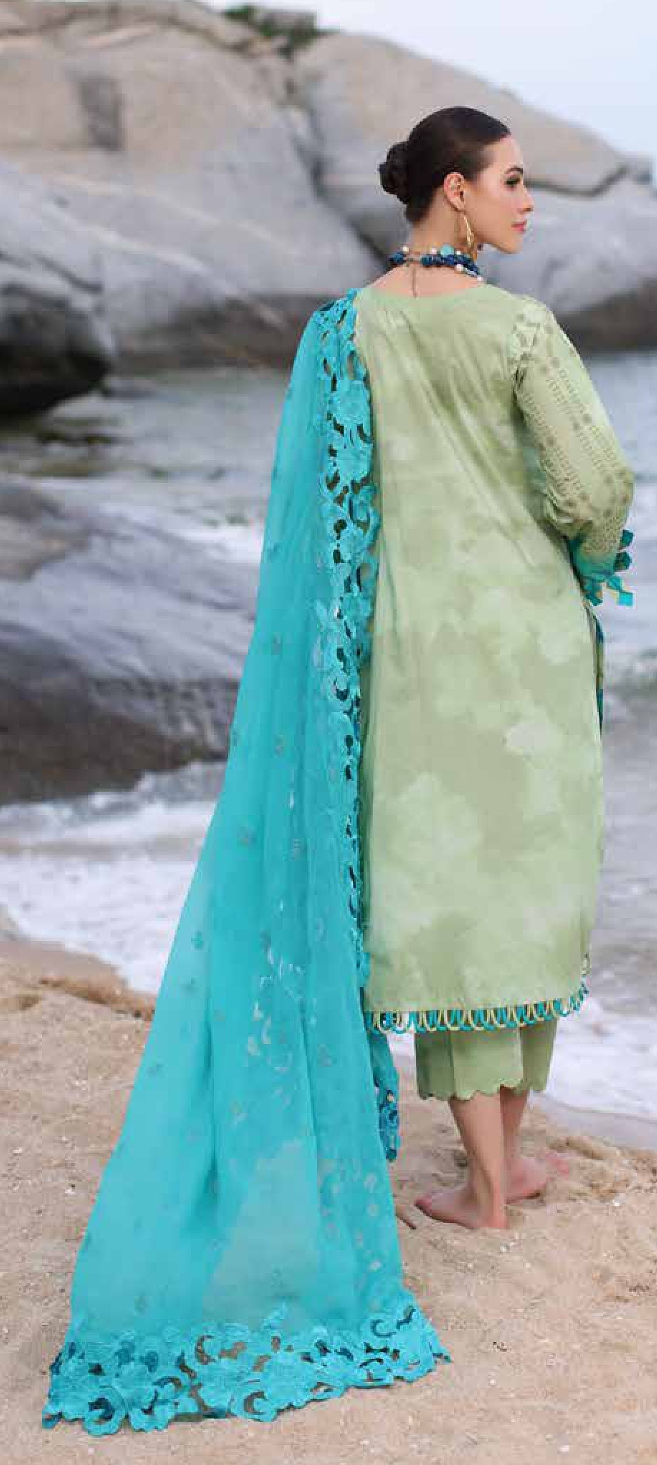 Eid Dress For Womens - Pakistani Embroidered Lawn Ramadan Partywear Festival Suits Salwar Kameez Suit In Medium Size