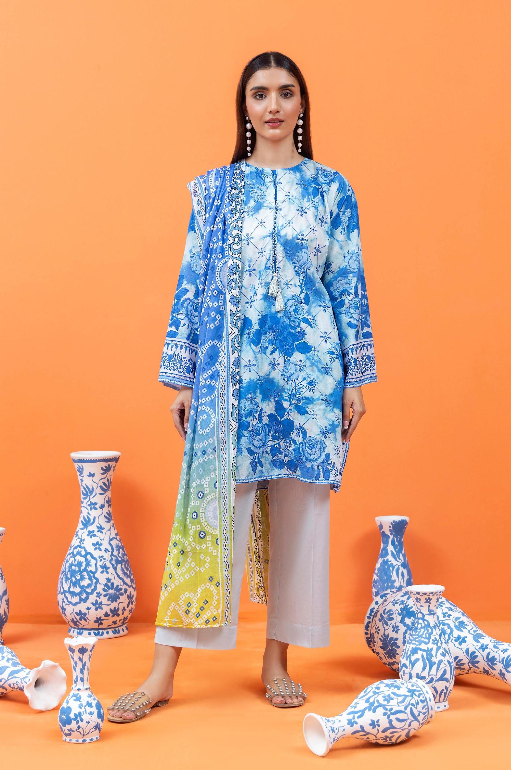 Eid Dress For Womens - Pakistani Embroidered Lawn Ramadan Partywear Festival Suits Salwar Kameez Suit In Medium Size