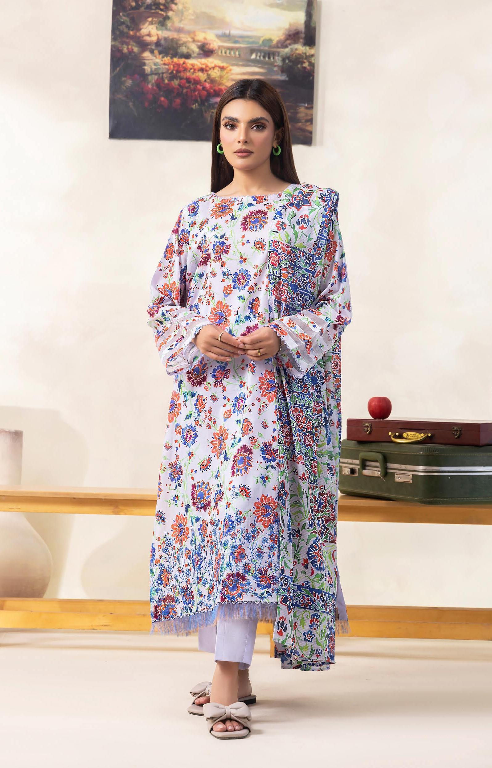 Eid Dress For Womens - Pakistani Embroidered Lawn Ramadan Partywear Festival Suits Salwar Kameez Suit In Medium Size