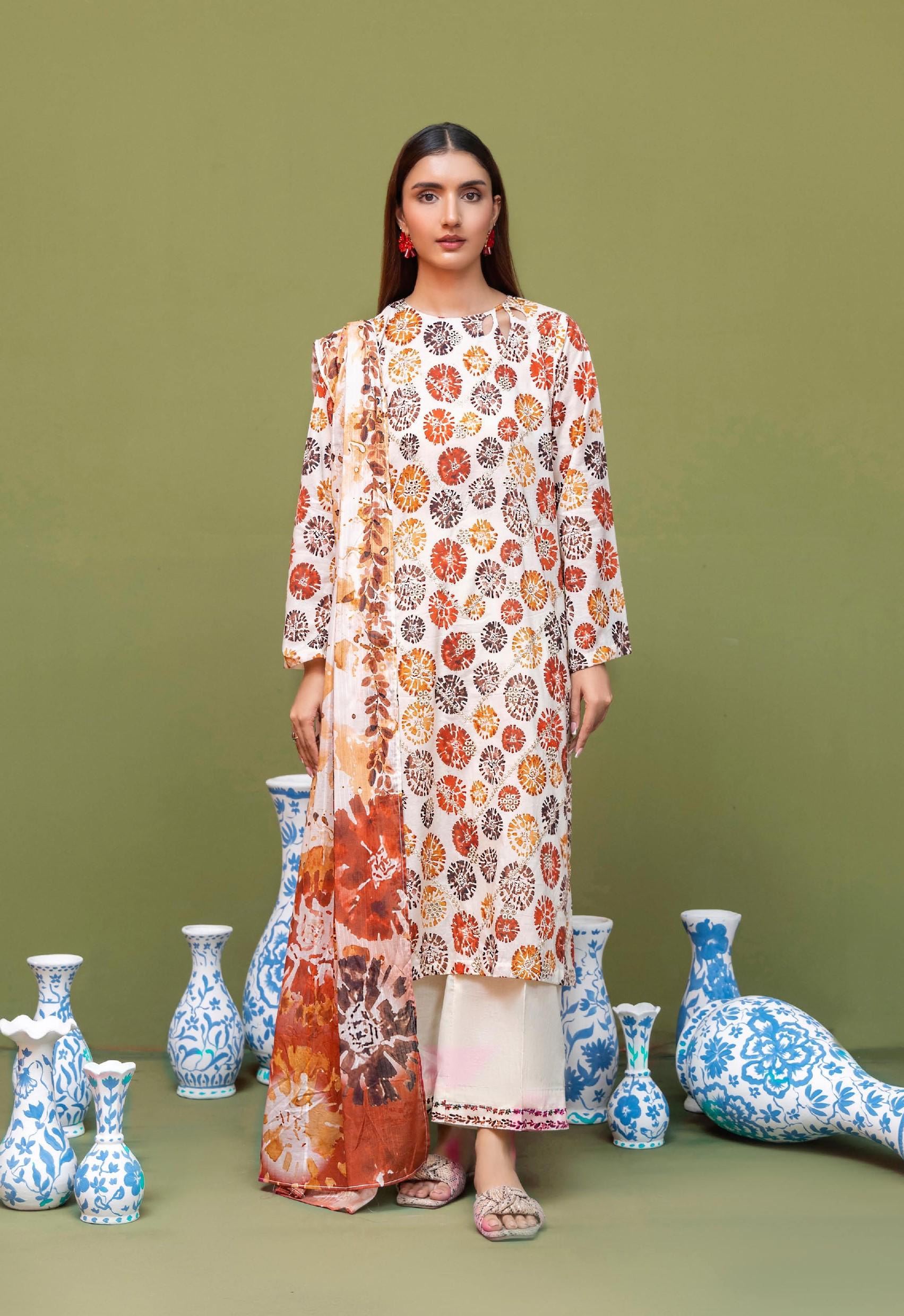 Eid Dress For Womens - Pakistani Embroidered Lawn Ramadan Partywear Festival Suits Salwar Kameez Suit In Medium Size