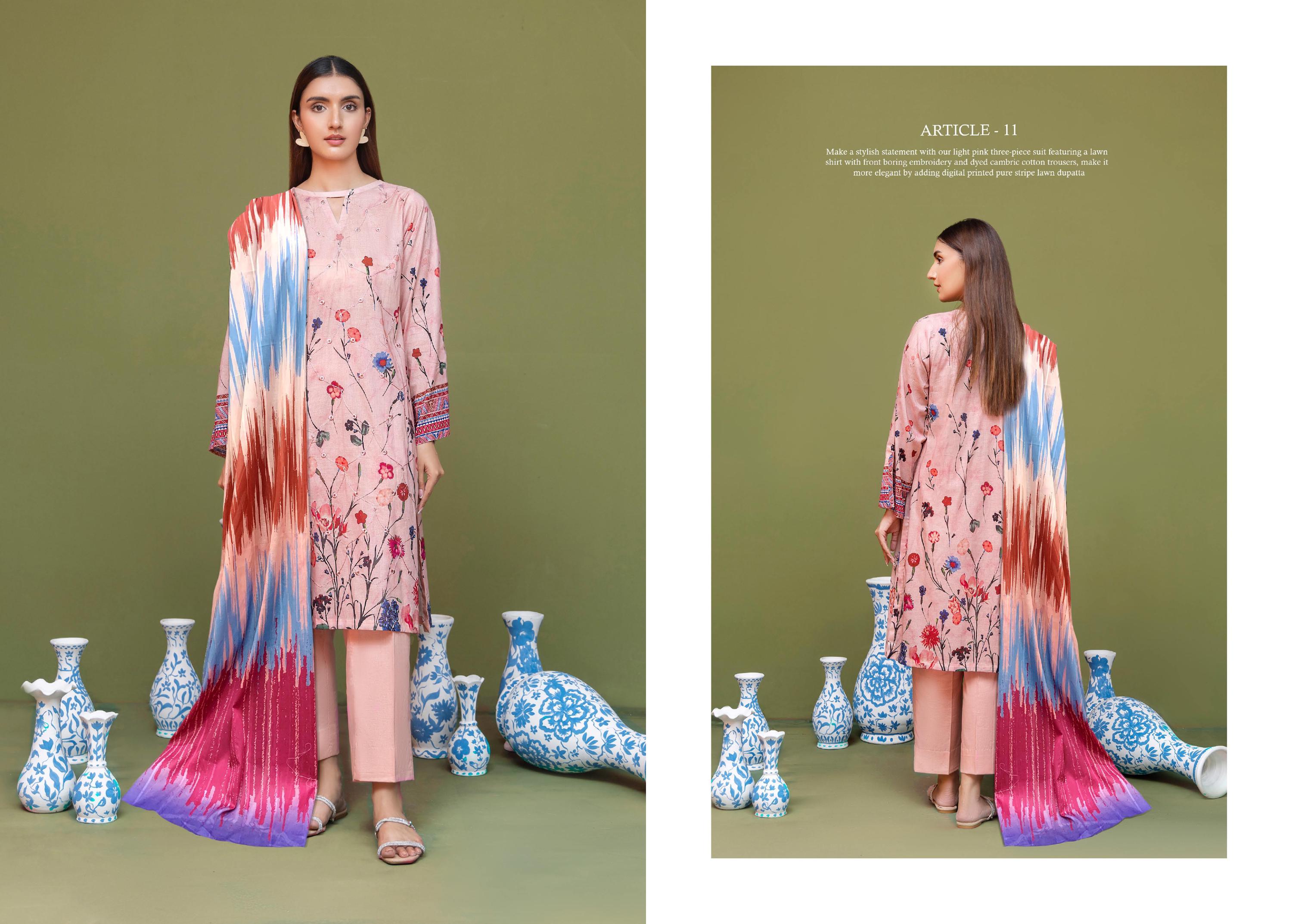 Eid Dress For Womens - Pakistani Embroidered Lawn Ramadan Partywear Festival Suits Salwar Kameez Suit In Medium Size