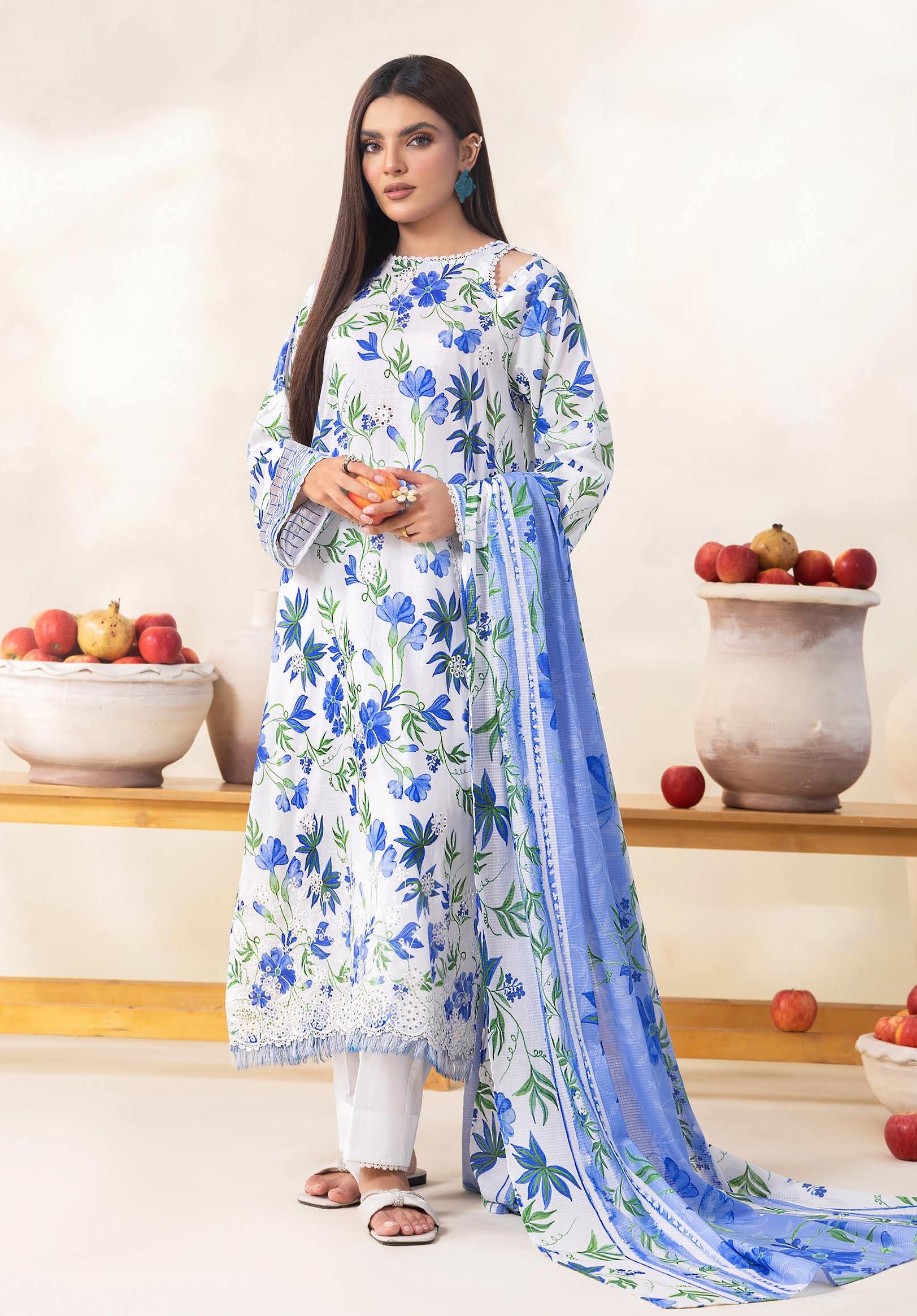 Eid Dress For Womens - Pakistani Embroidered Lawn Ramadan Partywear Festival Suits Salwar Kameez Suit In Medium Size